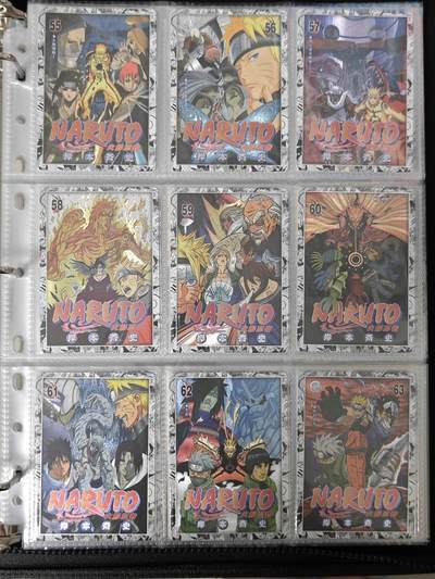 玩卡战线超级大甩拍第39期（周六晚10点截拍）请寄存过多的卡友准许发货哇！ 藏无缺-火影忍者封面粗闪卡72张全套，已绝版，璇哥极致粗闪工艺，精雕细刻，内容见展示