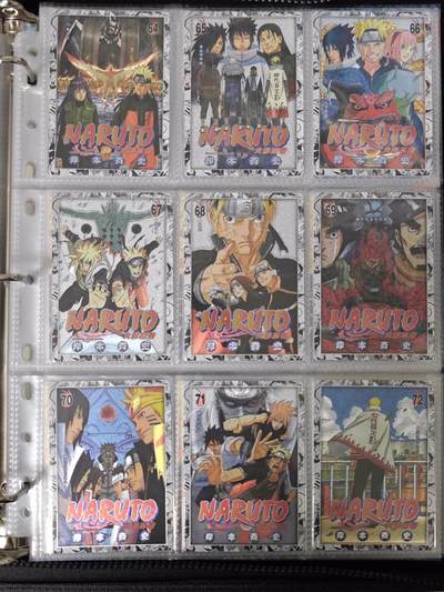 玩卡战线超级大甩拍第39期（周六晚10点截拍）请寄存过多的卡友准许发货哇！ 藏无缺-火影忍者封面粗闪卡72张全套，已绝版，璇哥极致粗闪工艺，精雕细刻，内容见展示
