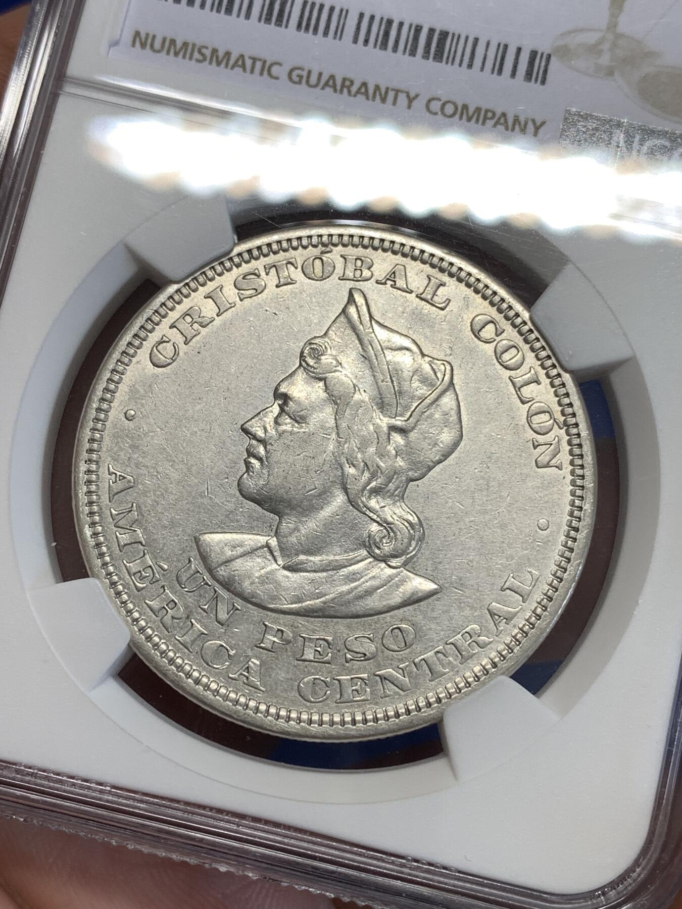 《竞宝斋》第294场- 周日，周一  2场连拍 （全场包邮） NGC AU55 萨尔瓦多 1914年 哥伦布 1比索大银币