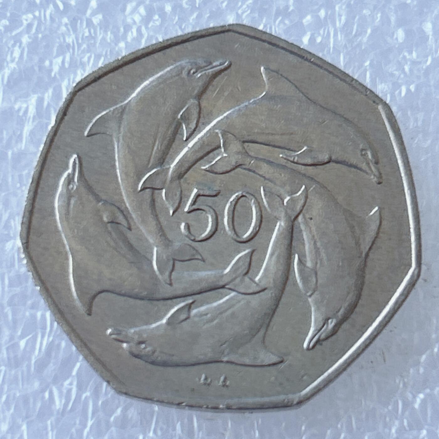 第一海外回流一元起拍收藏 散币专场 第107期 直布罗陀1997年50便士 海豚 中年头像