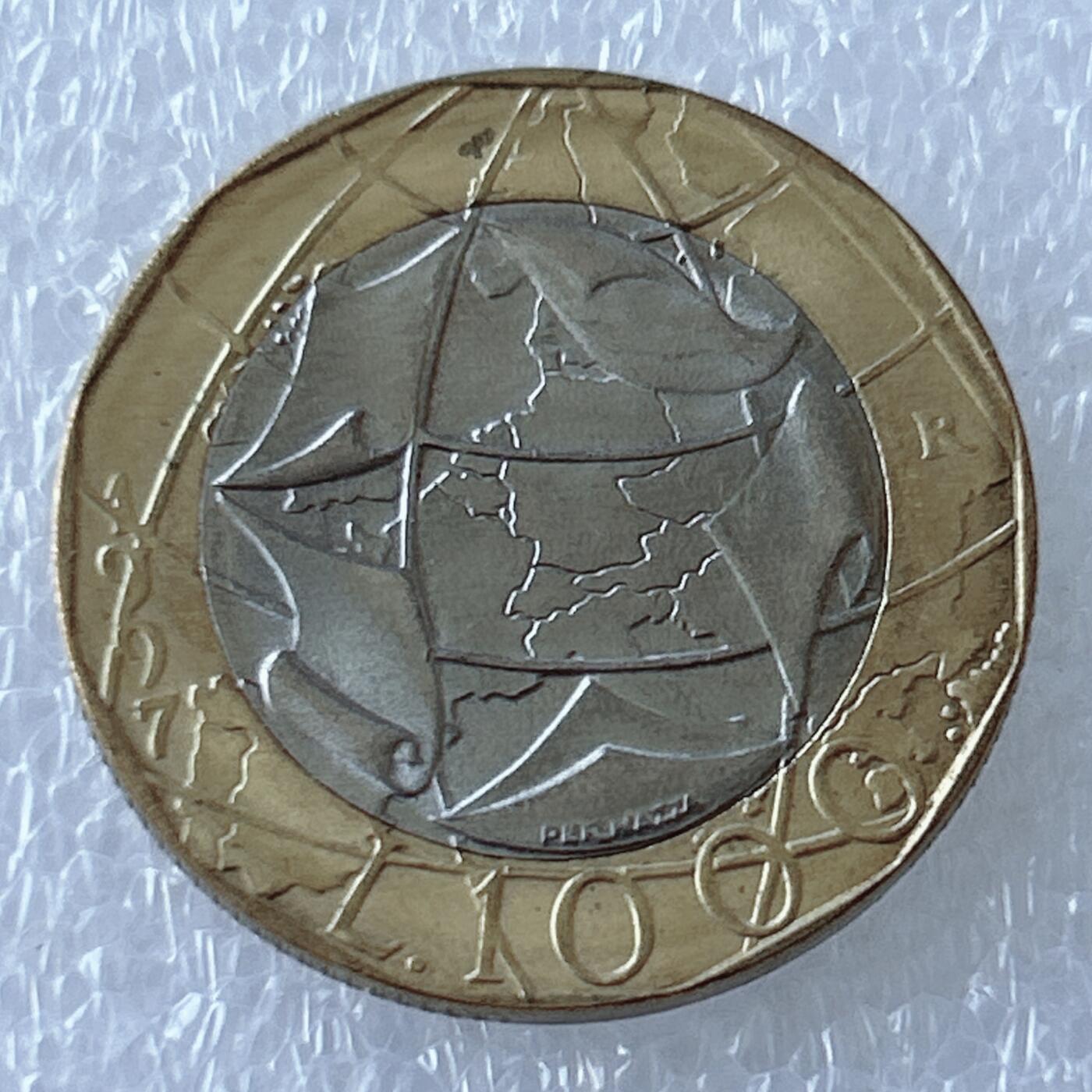 第一海外回流一元起拍收藏 散币专场 第107期 意大利1997年1000里拉双色币