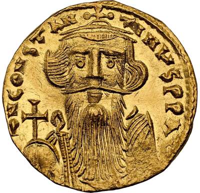 梧彩钱庄捡漏拍捌月 - Constans II, AD 641-668 拜占庭帝国君士坦斯二世金币