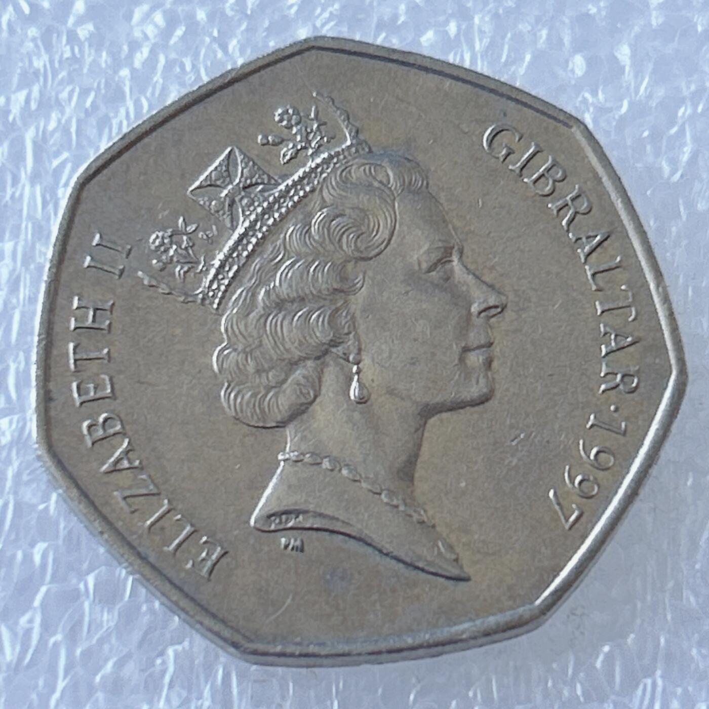 第一海外回流一元起拍收藏 散币专场 第107期 直布罗陀1997年50便士 海豚 中年头像