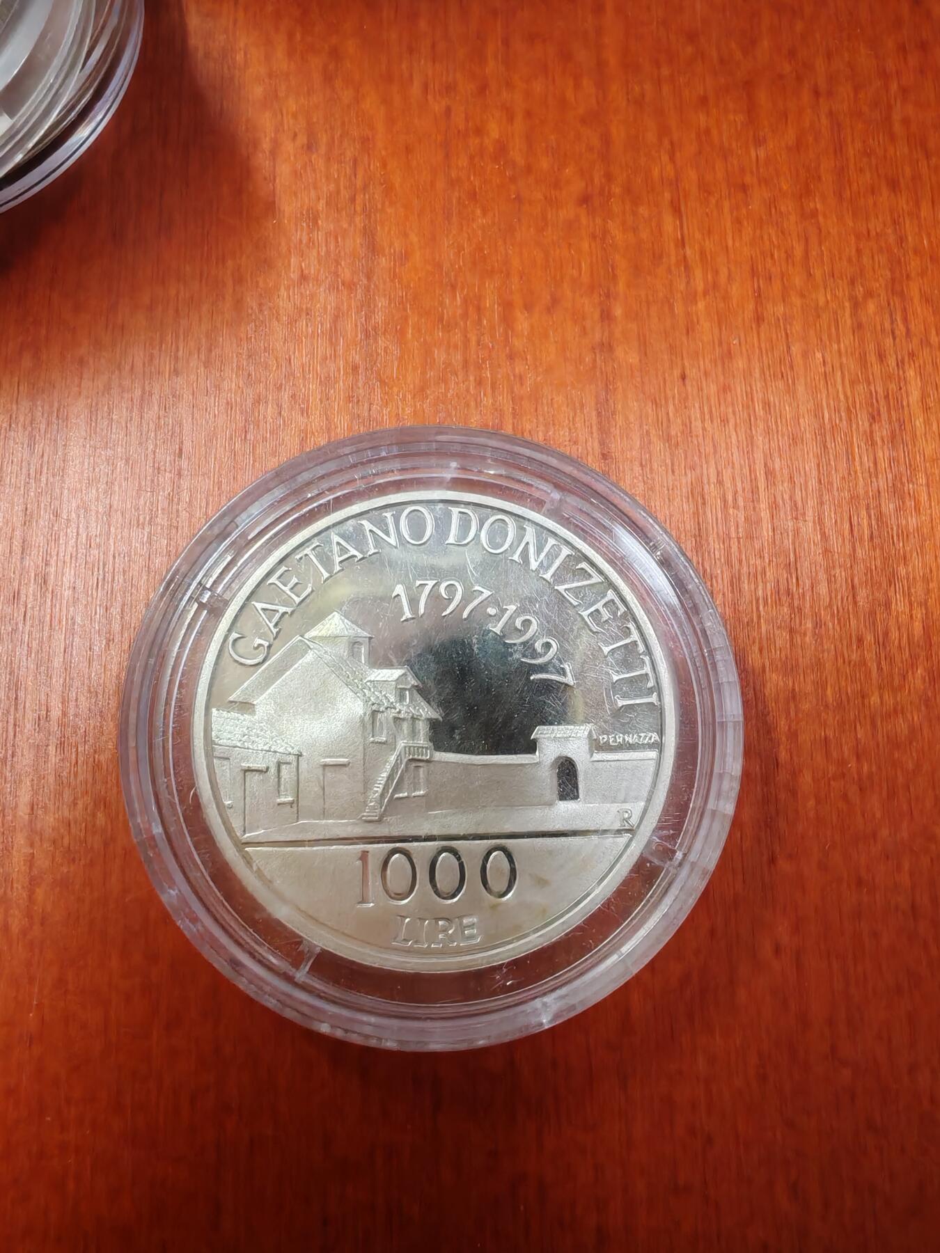 长老汇龙年精选第十八场拍卖 1997意大利 多尼采蒂1000里拉精制银币，量少价高