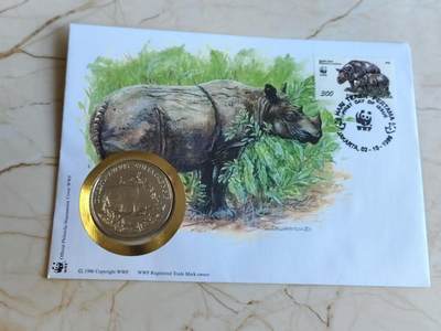 第169期拍卖【长期征集拍品】 - 野生动物基金会系列苏门答腊犀牛纪念章邮币封