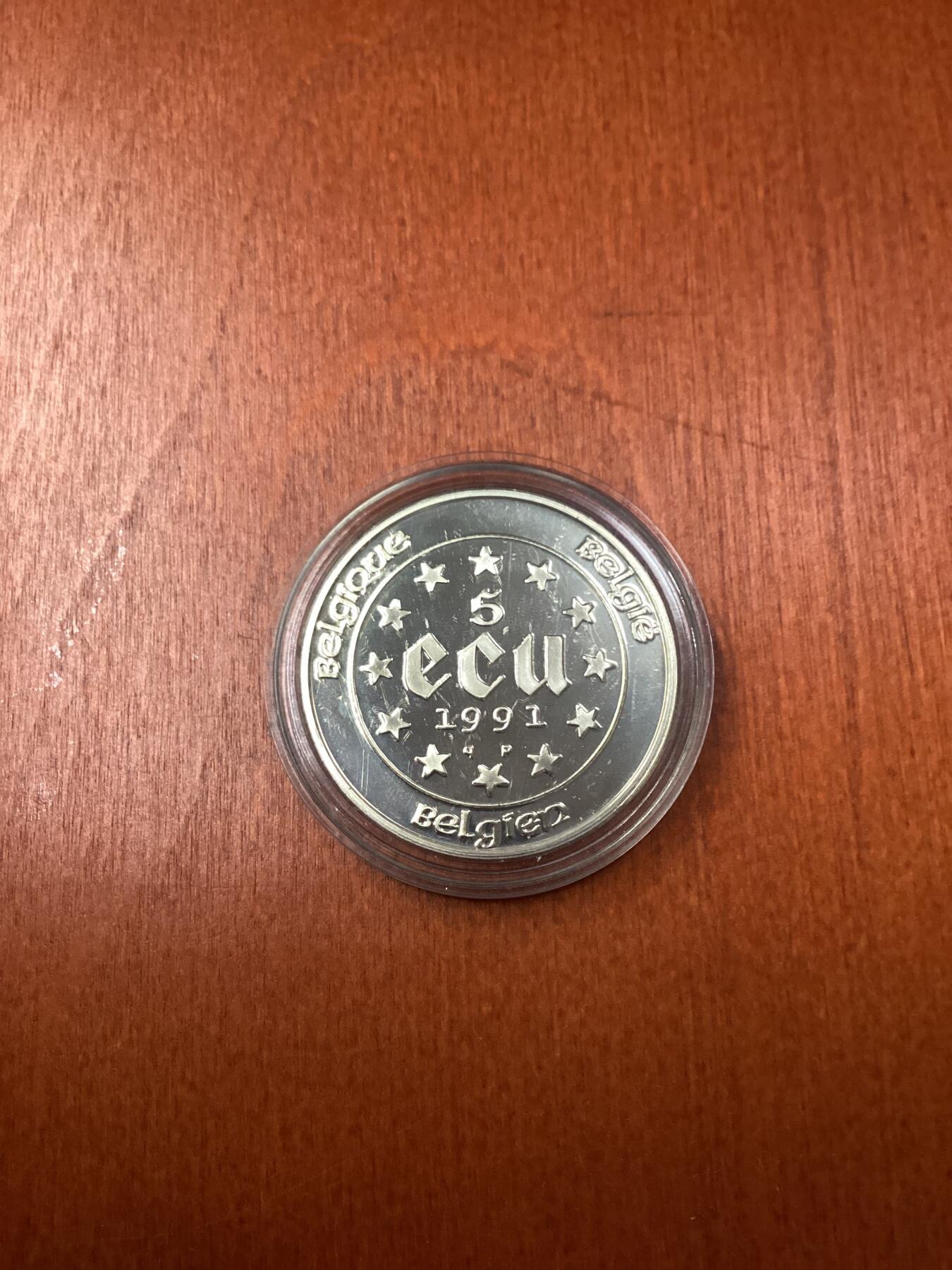长老汇龙年精选第十八场拍卖 1991比利时查理曼大帝5欧元精制银币，盒证全，1万枚