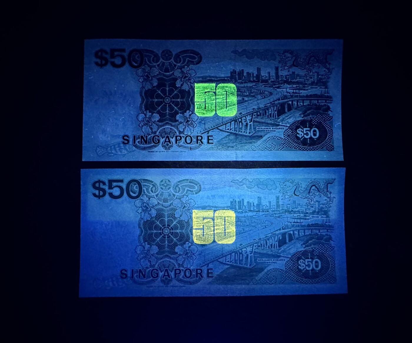 收藏联盟Quantum Auction 第366期拍卖  新加坡1987年和1997年50元 品相分别为AU和UNC-  号码无4