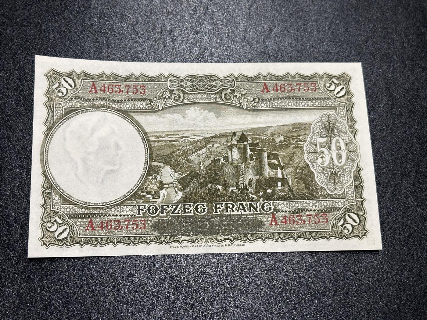 《外钞收藏家》第四百零二期 1944年卢森堡50法郎 全新UNC BWC经典作品 A冠
