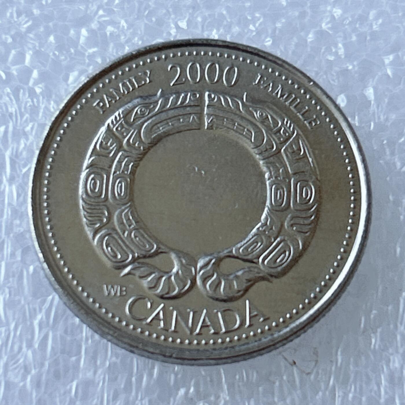 第一海外回流一元起拍收藏 散币专场 第107期 加拿大2000年图腾家庭25分纪念币