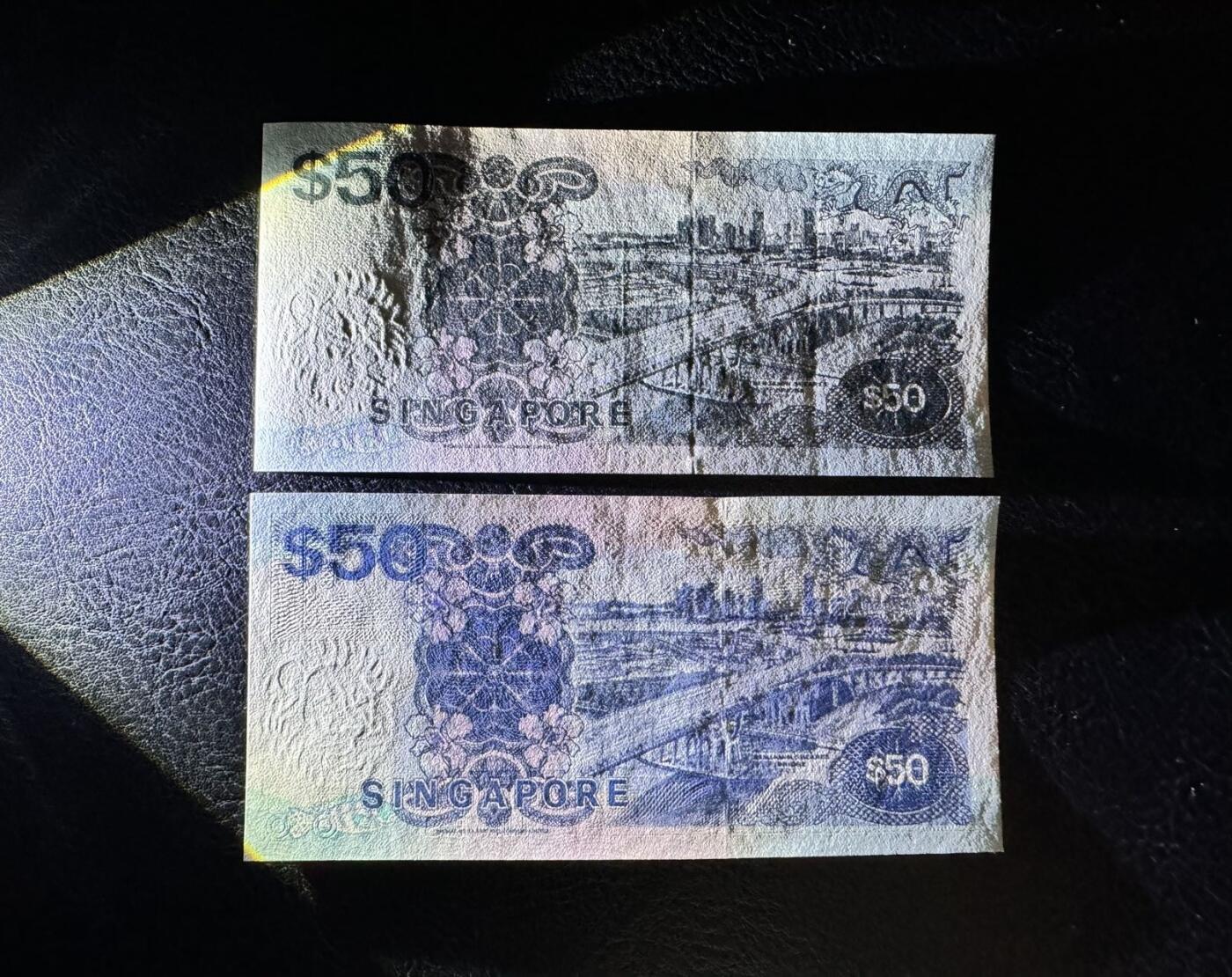收藏联盟Quantum Auction 第366期拍卖  新加坡1987年和1997年50元 品相分别为AU和UNC-  号码无4
