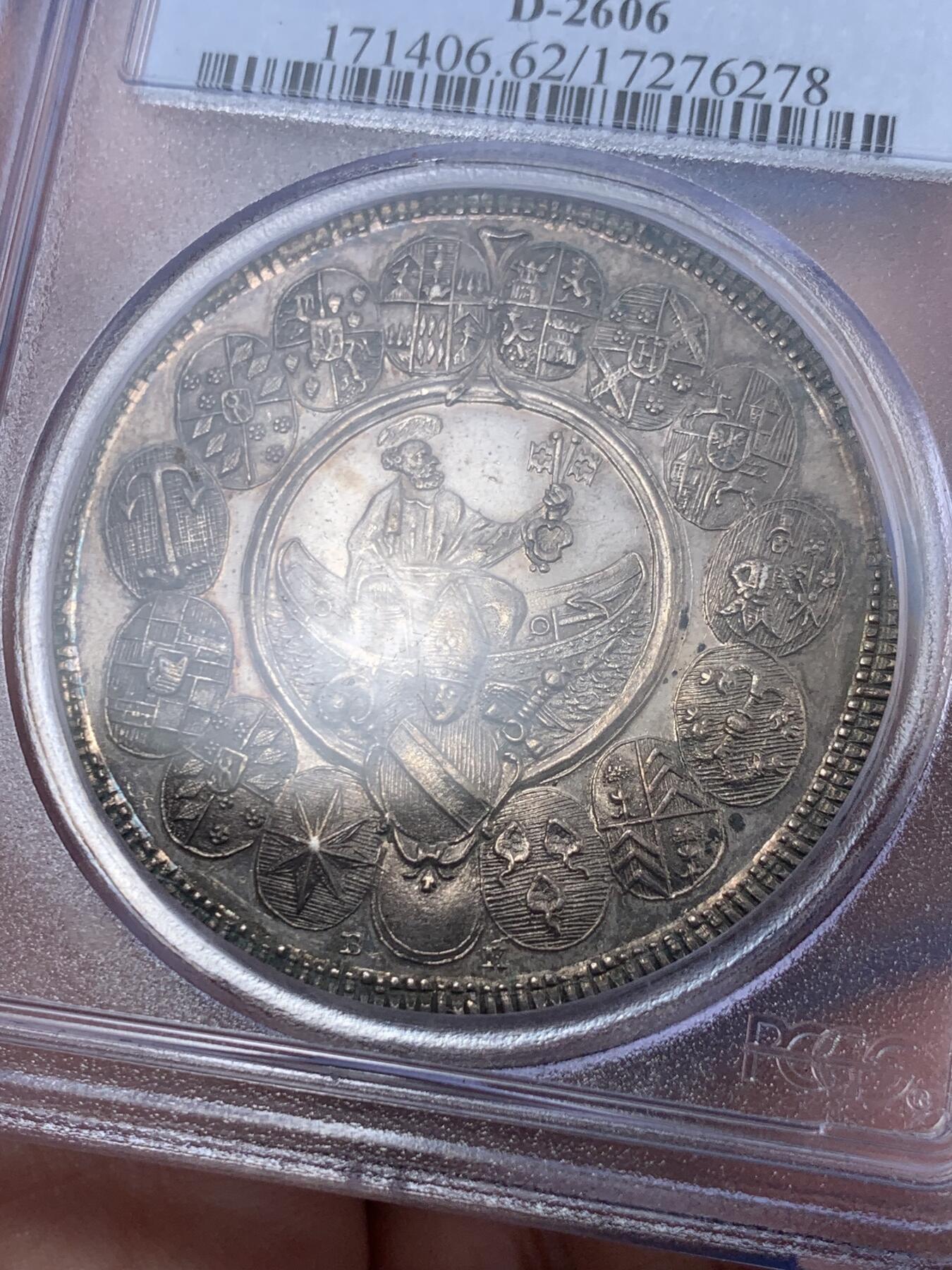 《竞宝斋》第295场- 周日，周一  2场连拍 （全场包邮） PCGS MS62 德国1787-BK雷根斯堡主教区泰勒 银币 细节惊人 值得收藏