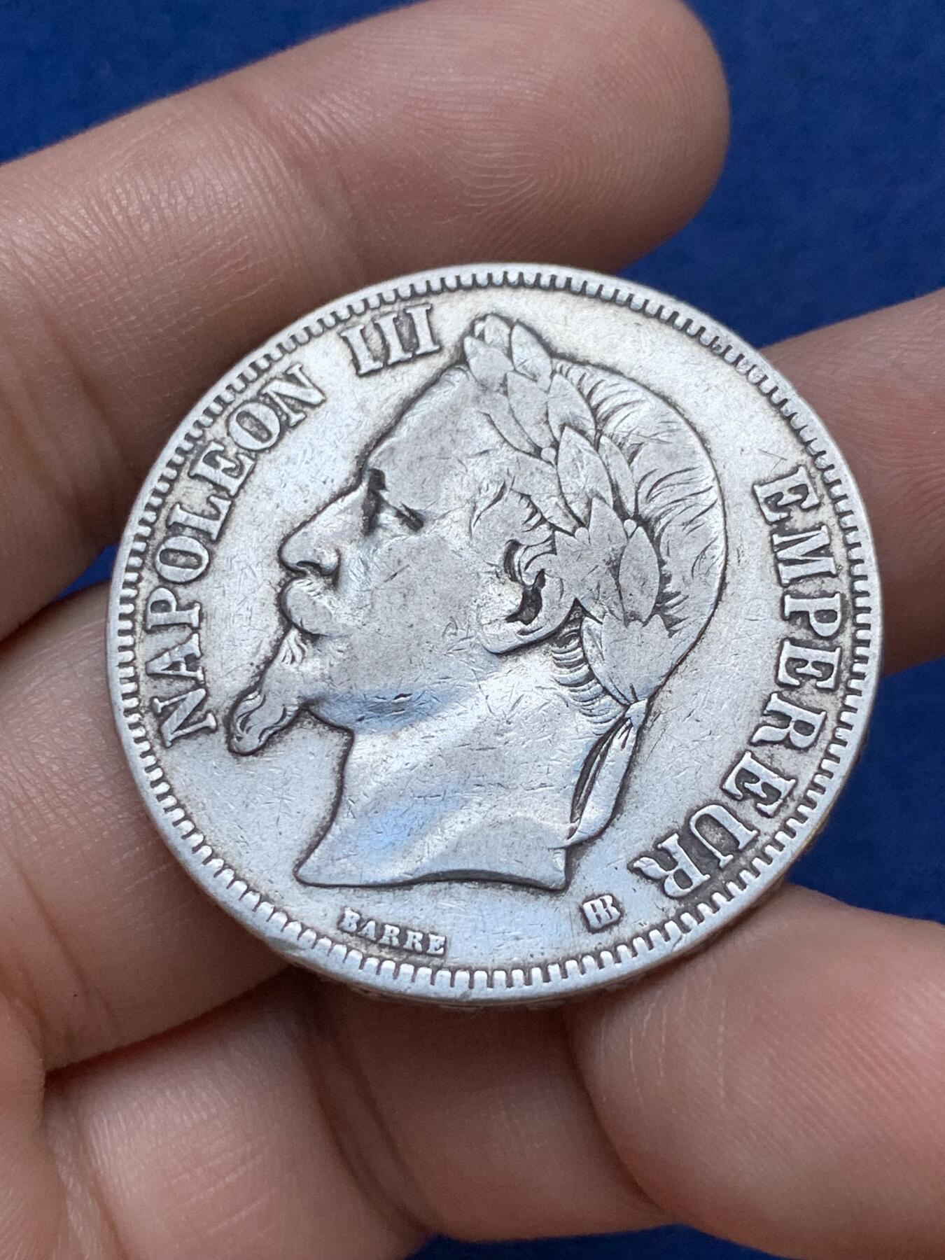 《竞宝斋》第295场- 周日，周一  2场连拍 （全场包邮） 两枚一组 法国 1869/1867年 拿破仑三世 5法郎银币