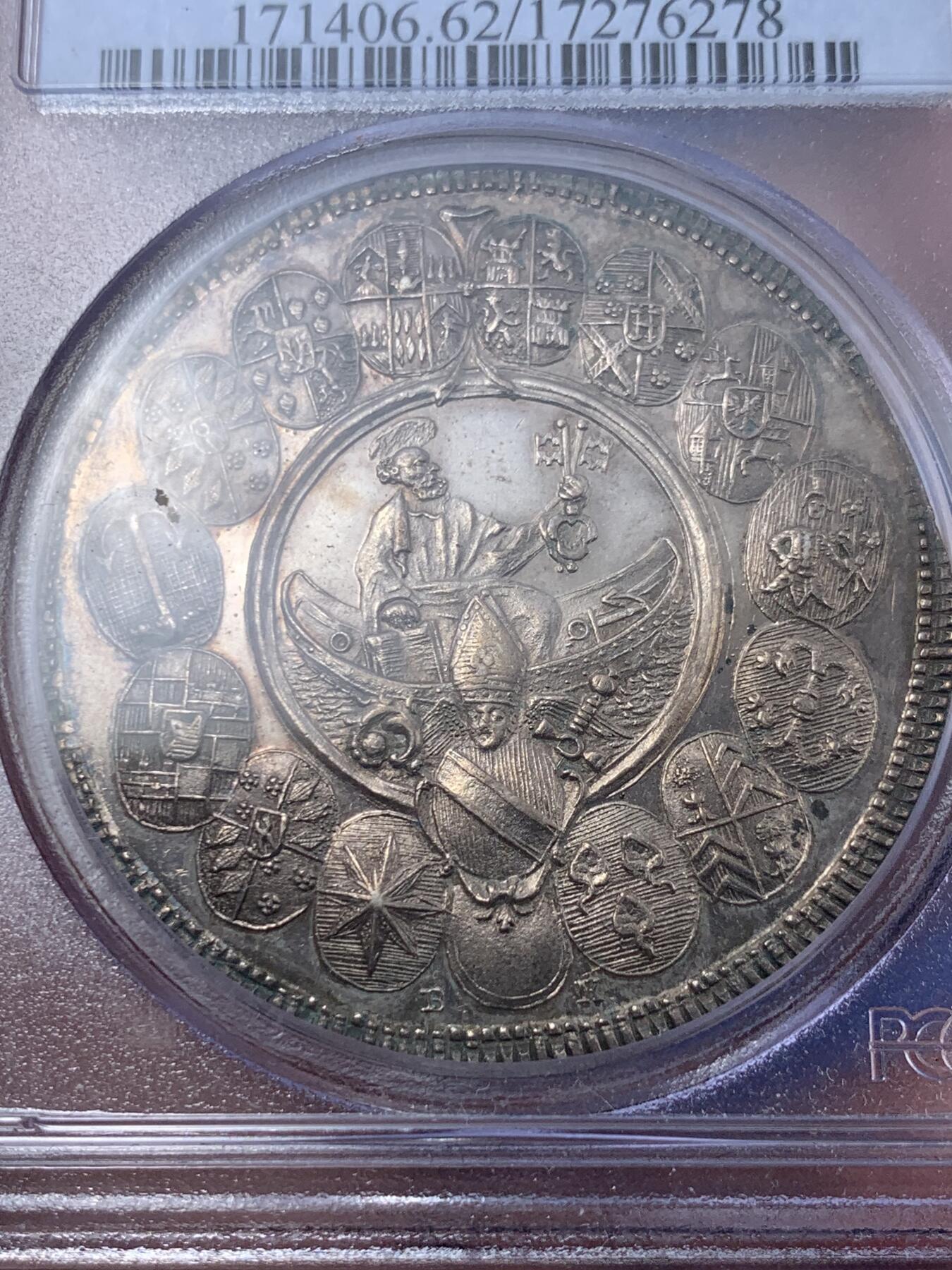《竞宝斋》第295场- 周日，周一  2场连拍 （全场包邮） PCGS MS62 德国1787-BK雷根斯堡主教区泰勒 银币 细节惊人 值得收藏