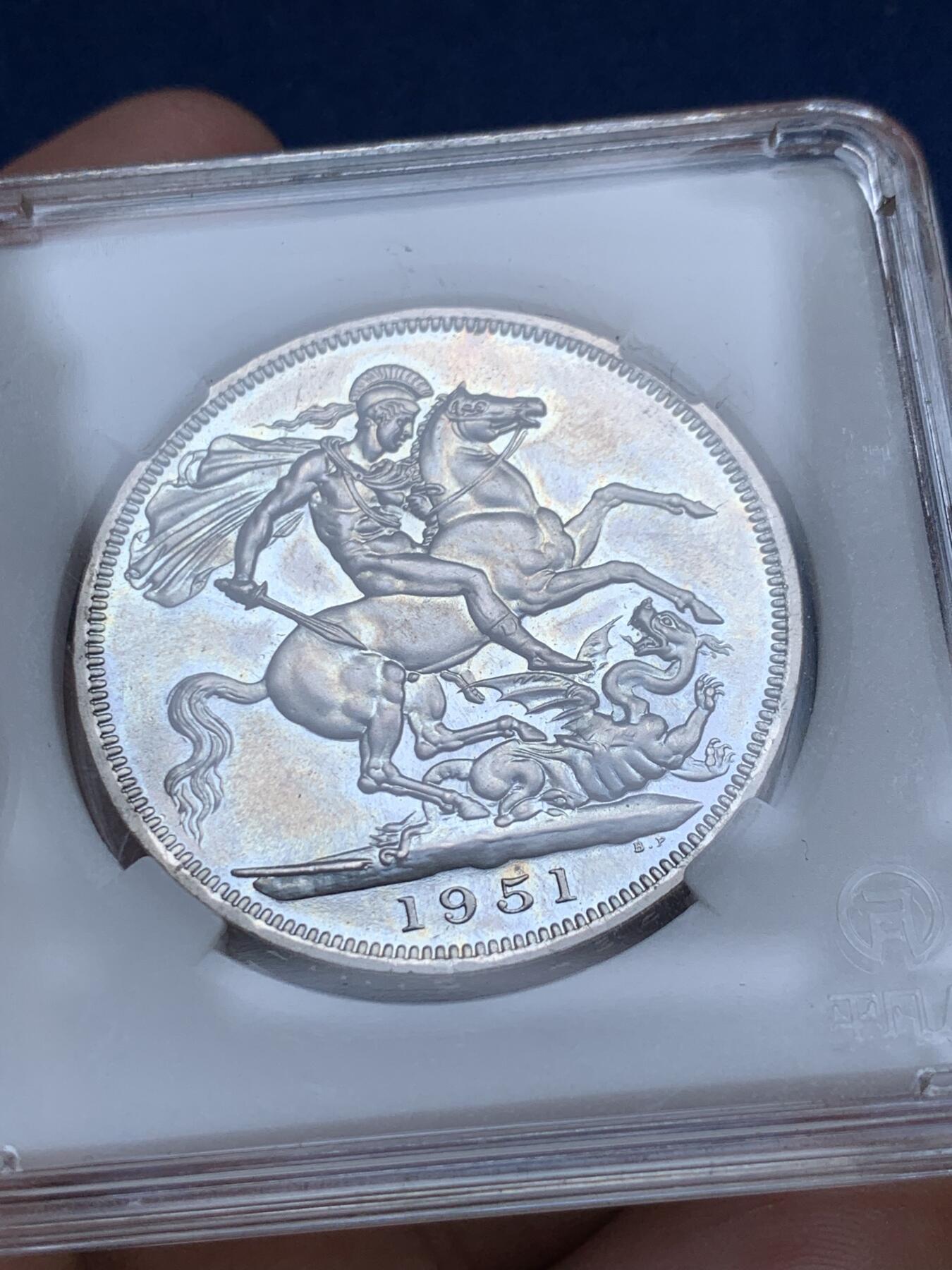 《竞宝斋》第295场- 周日，周一  2场连拍 （全场包邮） 英国乔治六世1951年马剑镍币 品相如图