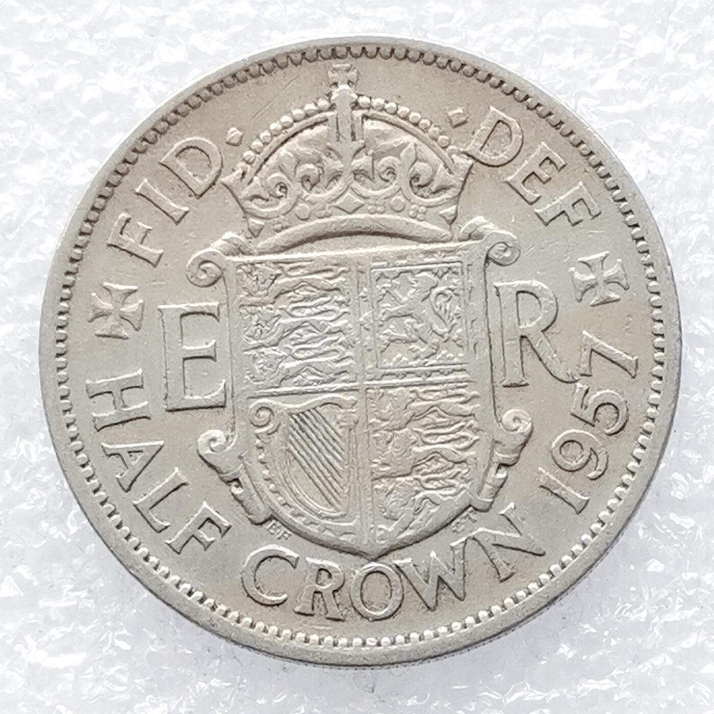 海外回流1元起拍小铺 各国钱币散币场 第14期 英国1957年半克朗 伊丽莎白二世 美品