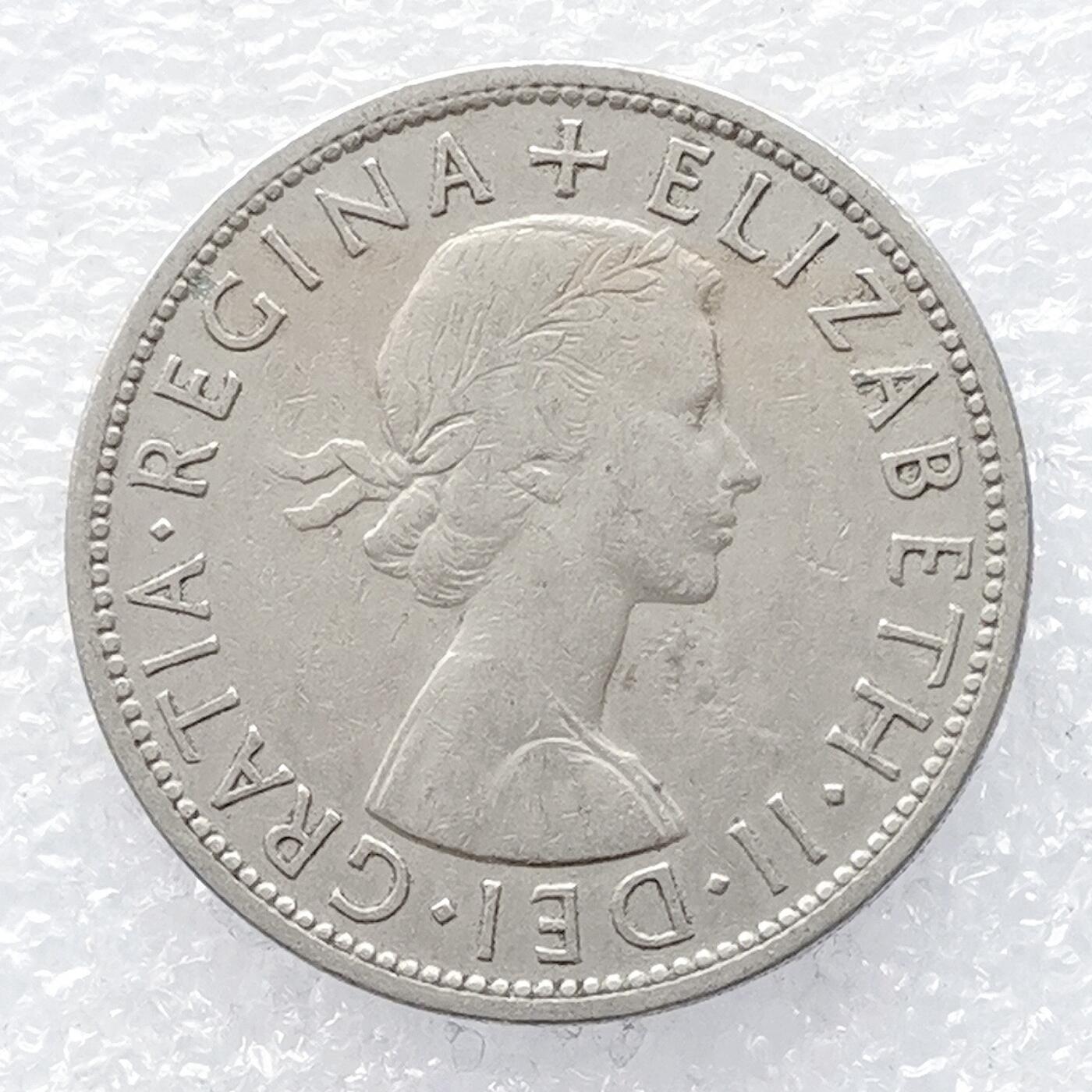 海外回流1元起拍小铺 各国钱币散币场 第14期 英国1957年半克朗 伊丽莎白二世 美品