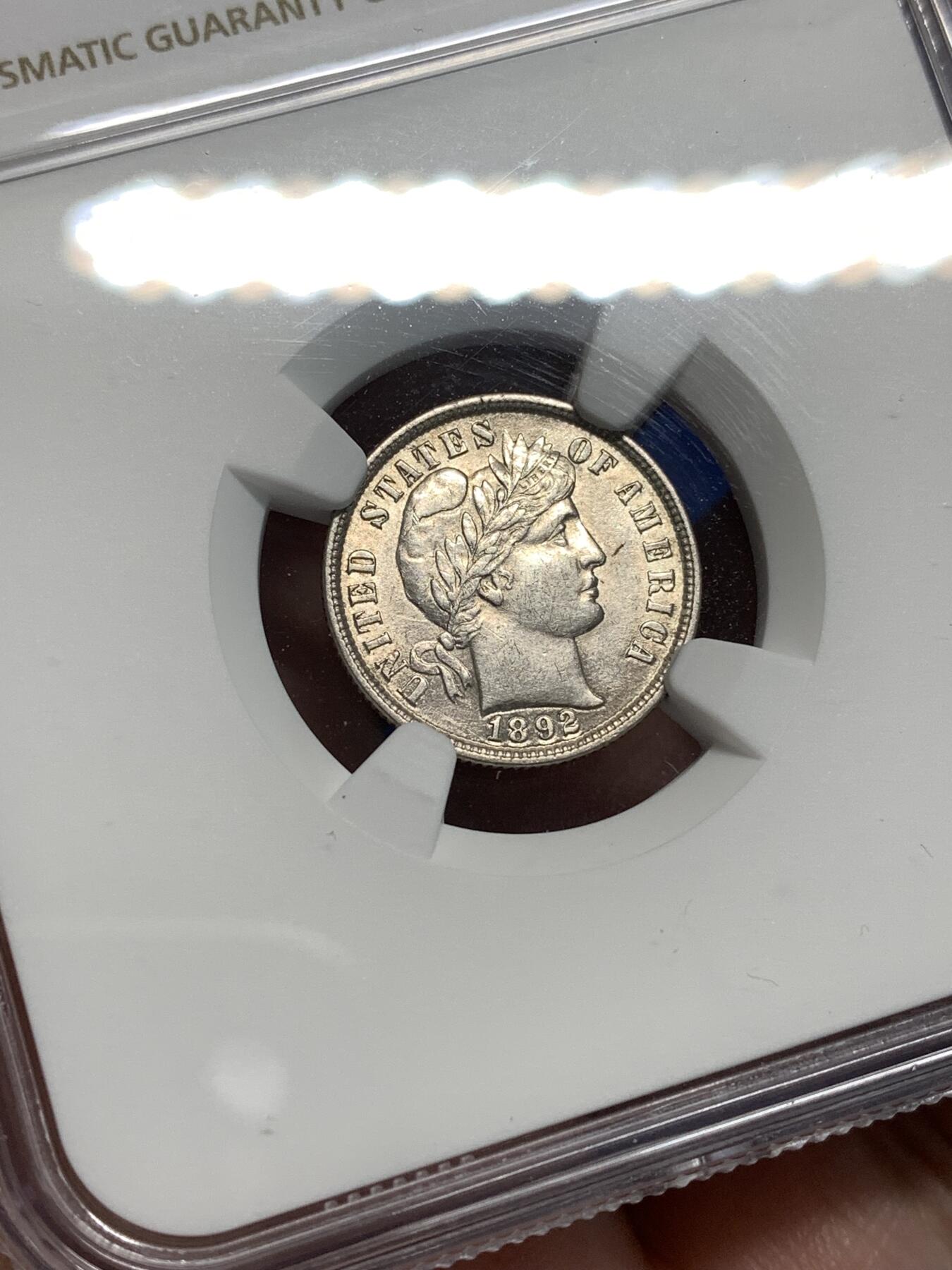 《竞宝斋》第295场- 周日，周一  2场连拍 （全场包邮） NGC AUD 美国1892年10美分银币