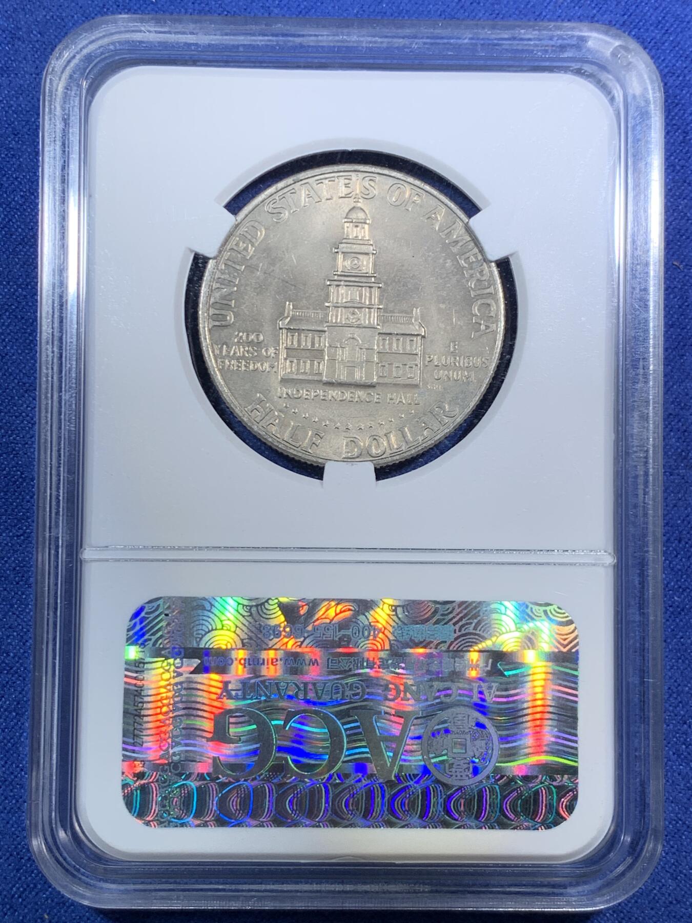 《竞宝斋》第295场- 周日，周一  2场连拍 （全场包邮） 两枚一组 ACG MS62/67 1976年美国建国200周年纪念镍币/银币 肯尼迪头像