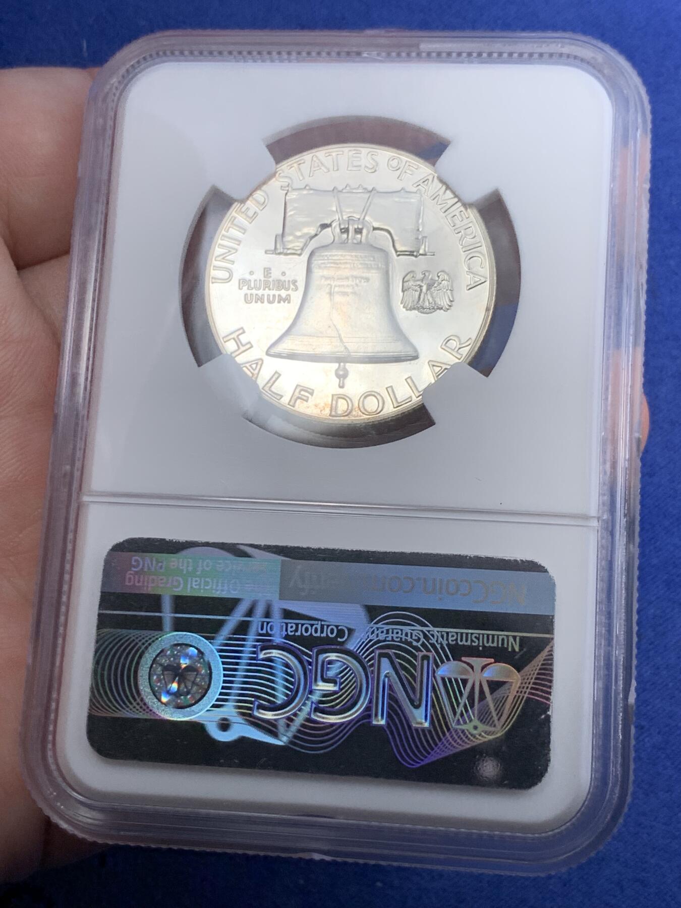 《竞宝斋》第295场- 周日，周一  2场连拍 （全场包邮） NGC PF64 美国1963年富兰克林半美元精制银币