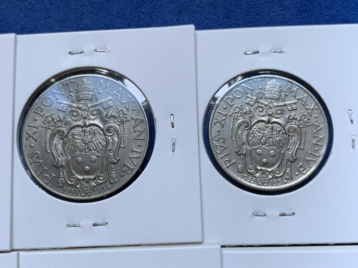 《竞宝斋》第295场- 周日，周一  2场连拍 （全场包邮） 8枚一组 梵蒂冈教皇国1933-34年8枚套 少见双年份版（含两银）