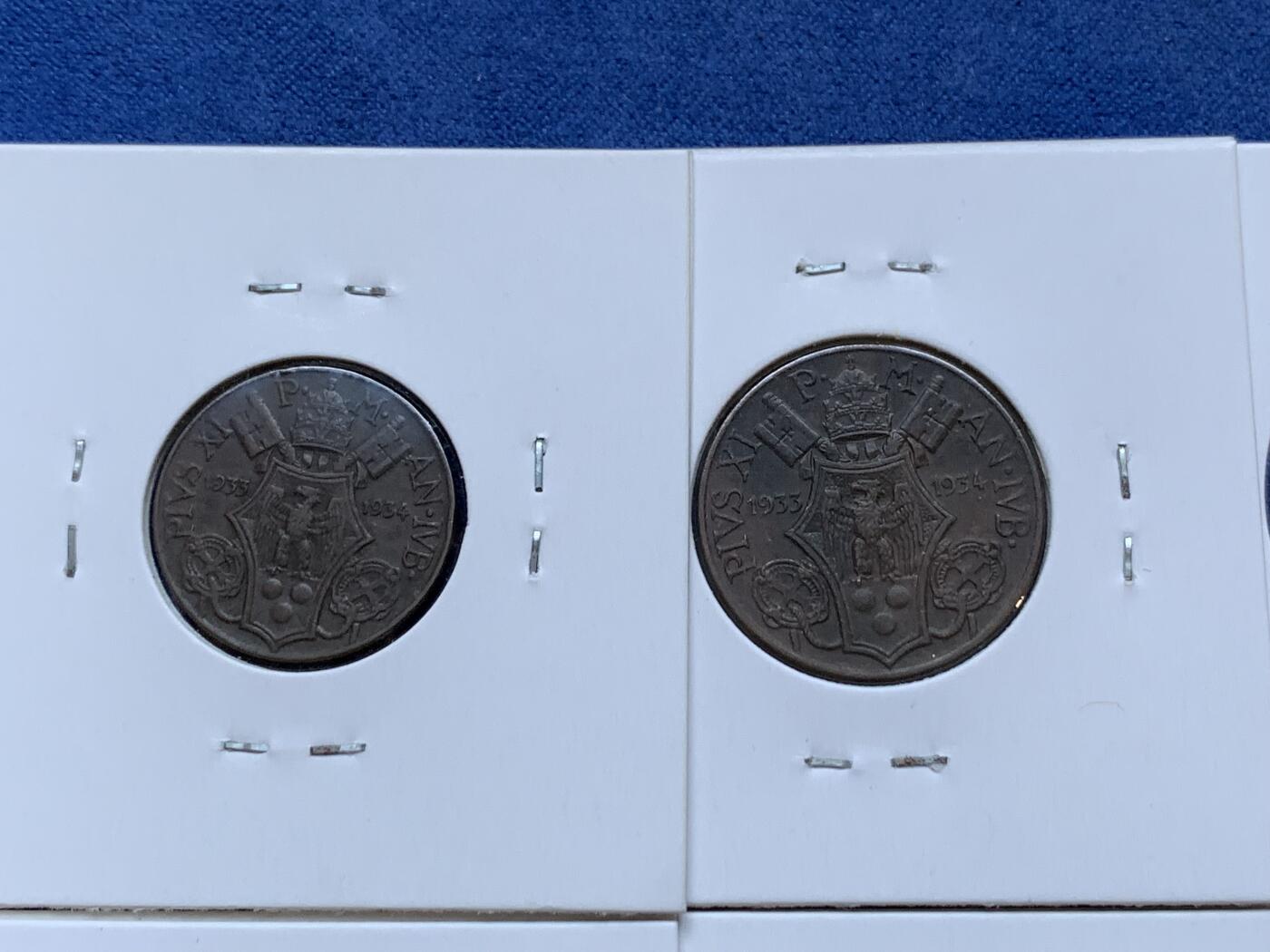 《竞宝斋》第295场- 周日，周一  2场连拍 （全场包邮） 8枚一组 梵蒂冈教皇国1933-34年8枚套 少见双年份版（含两银）