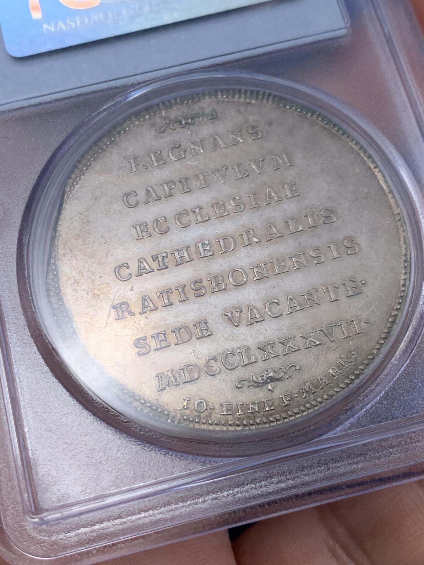 《竞宝斋》第295场- 周日，周一  2场连拍 （全场包邮） PCGS MS62 德国1787-BK雷根斯堡主教区泰勒 银币 细节惊人 值得收藏