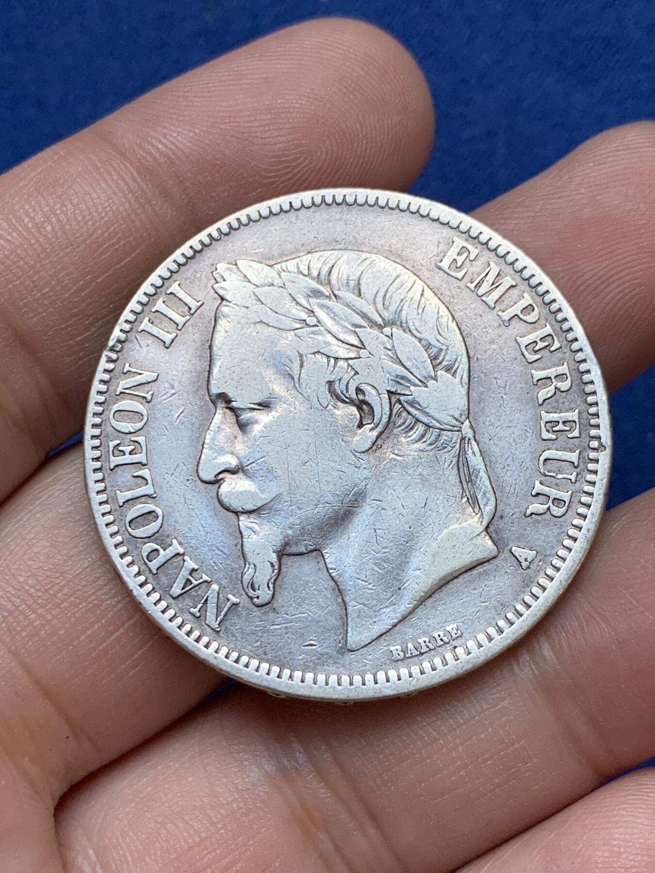 《竞宝斋》第295场- 周日，周一  2场连拍 （全场包邮） 两枚一组 法国 1869/1867年 拿破仑三世 5法郎银币