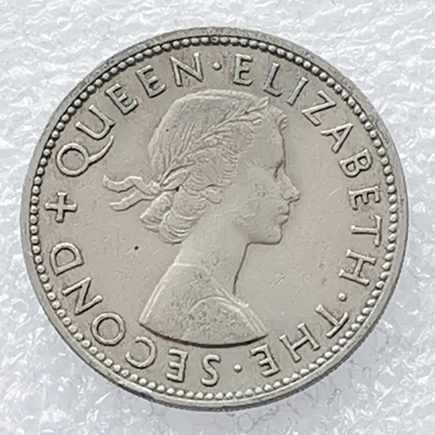 海外回流1元起拍小铺 各国钱币散币场 第14期 新西兰1962年1弗洛林 伊丽莎白二世