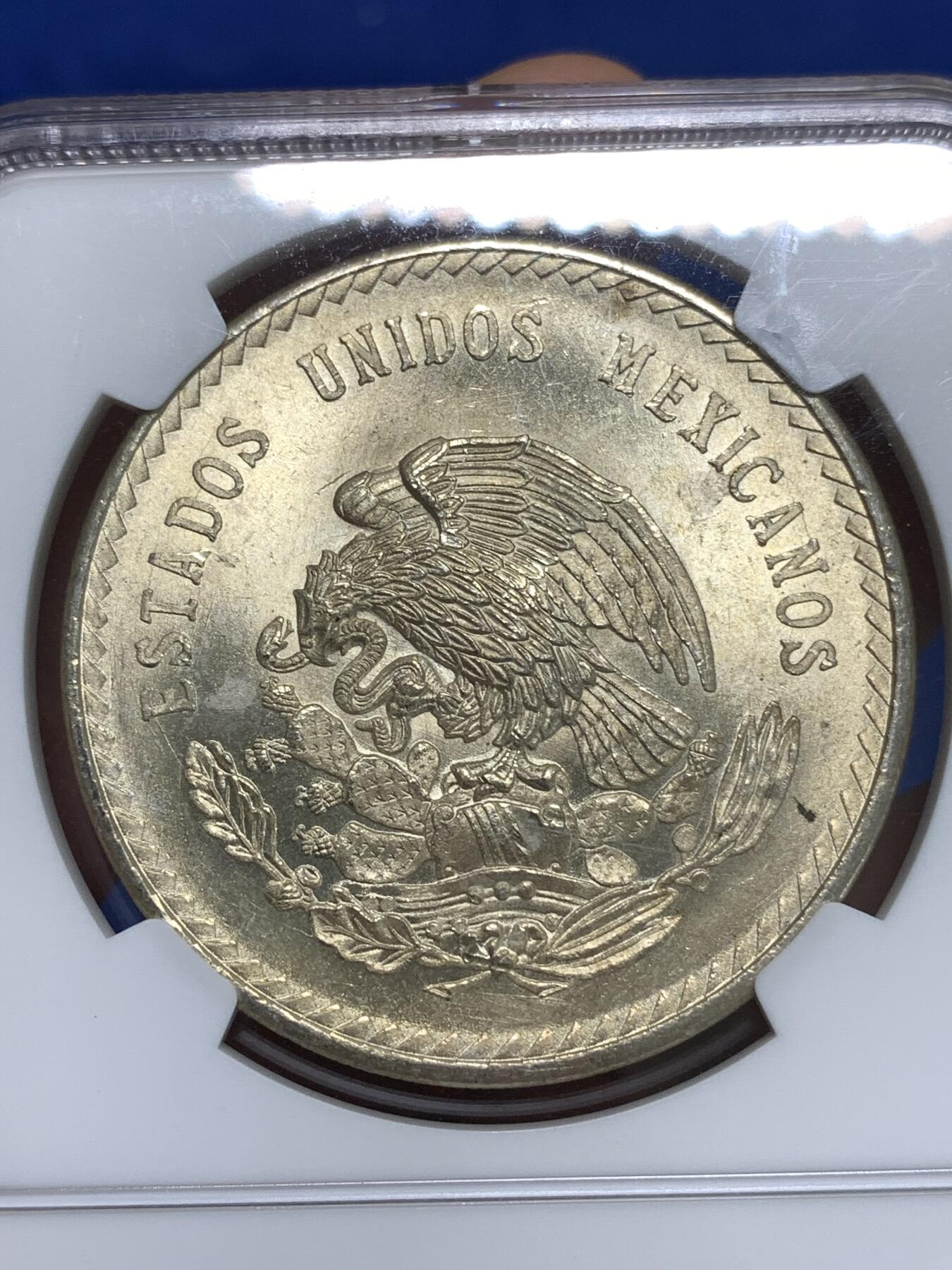 《竞宝斋》第295场- 周日，周一  2场连拍 （全场包邮） NGC MS65 墨西哥1948年玛雅酋长5比索鹰洋大银币