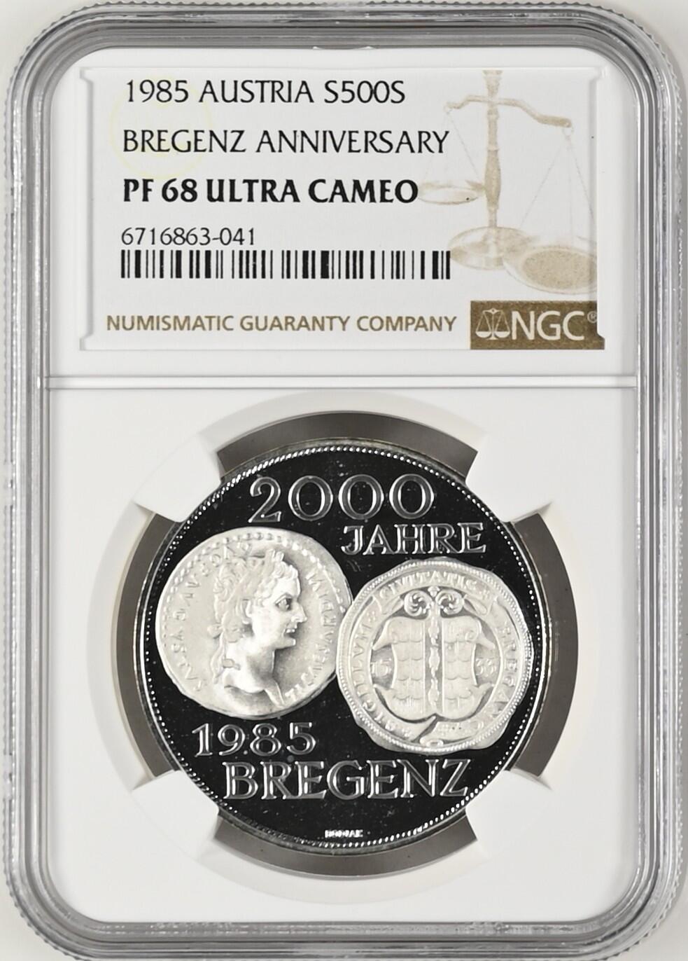 长老汇龙年精选第十九场拍卖 1985 AUSTRIA BREGENZ ANNIVERSARY，NGC PF68UC