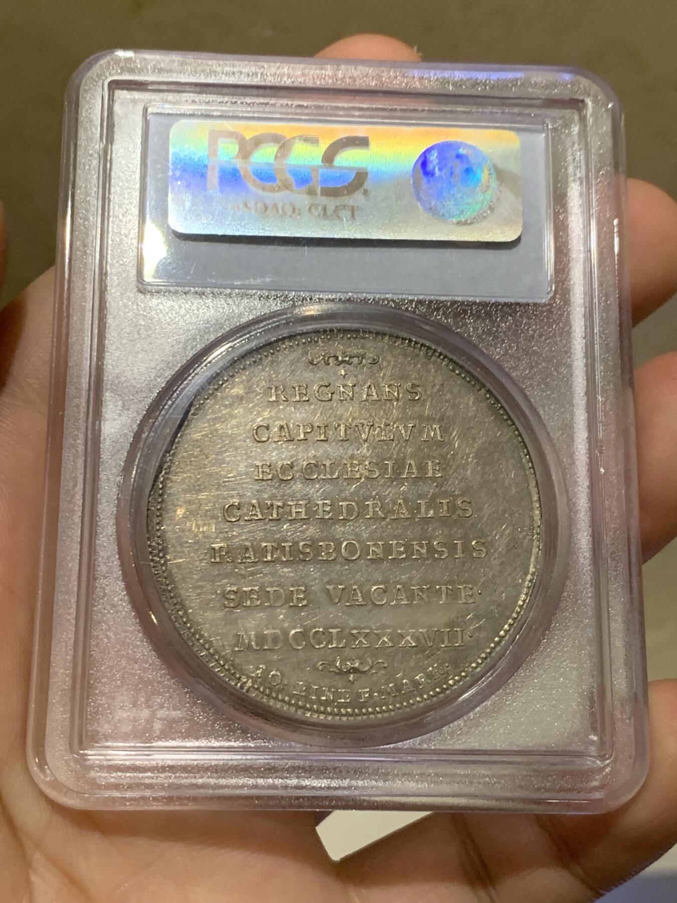 《竞宝斋》第295场- 周日，周一  2场连拍 （全场包邮） PCGS MS62 德国1787-BK雷根斯堡主教区泰勒 银币 细节惊人 值得收藏