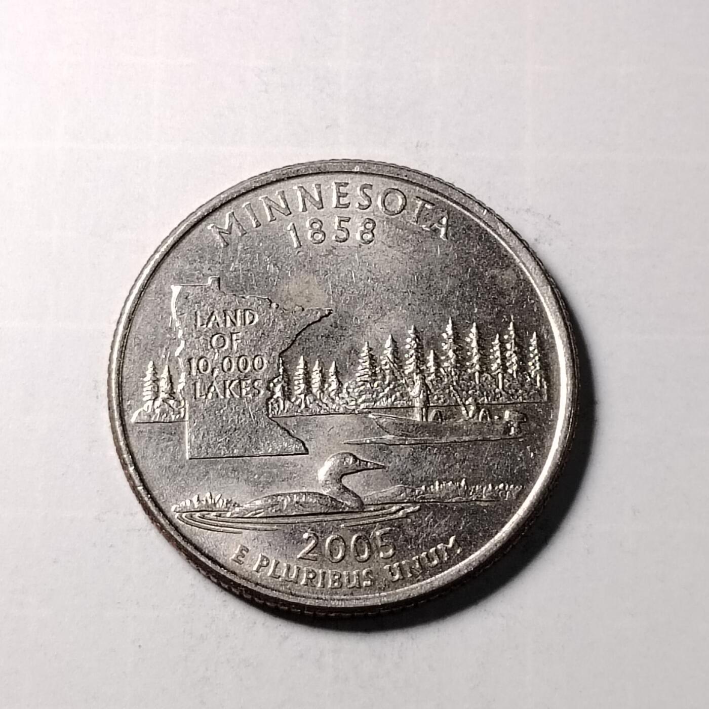 805 明尼苏达州 2005年美国25分州币 24mm 保真随机发货80207