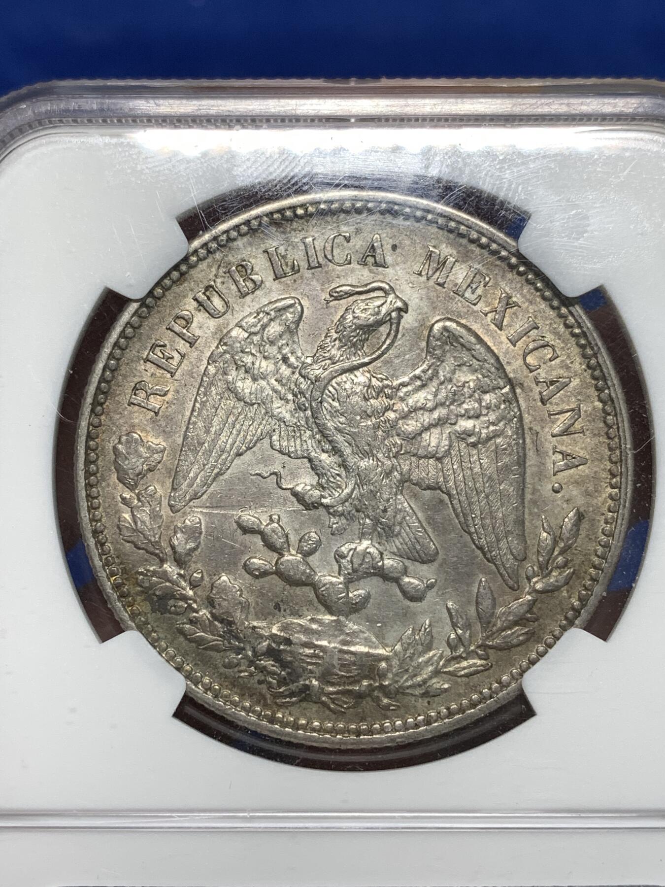 《竞宝斋》第295场- 周日，周一  2场连拍 （全场包邮） NGC UNCD 墨西哥1908MOAM版直边鹰洋1比索银币