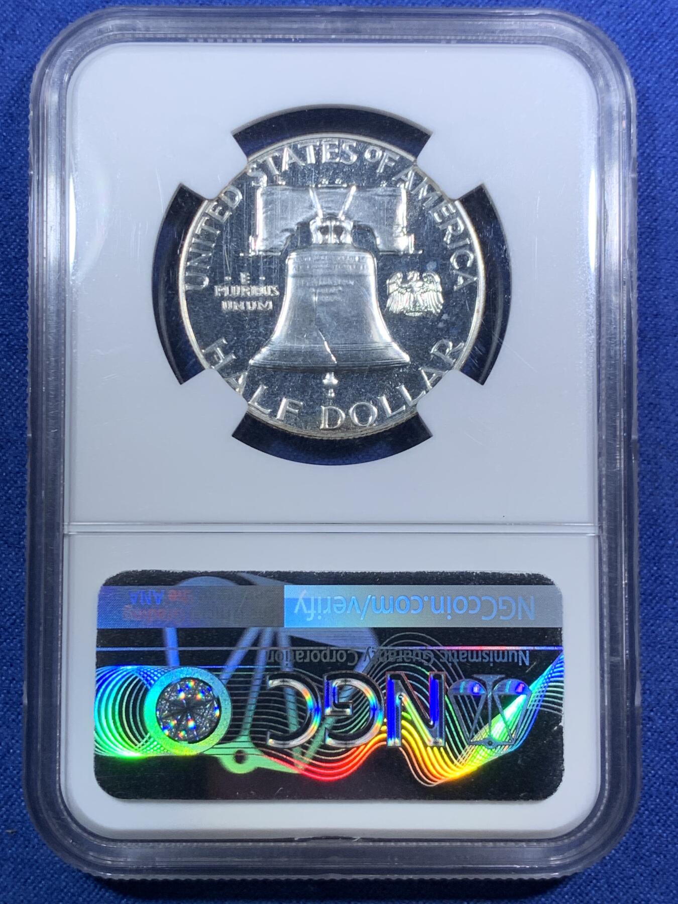 《竞宝斋》第295场- 周日，周一  2场连拍 （全场包邮） NGC PF64 美国1963年富兰克林半美元精制银币