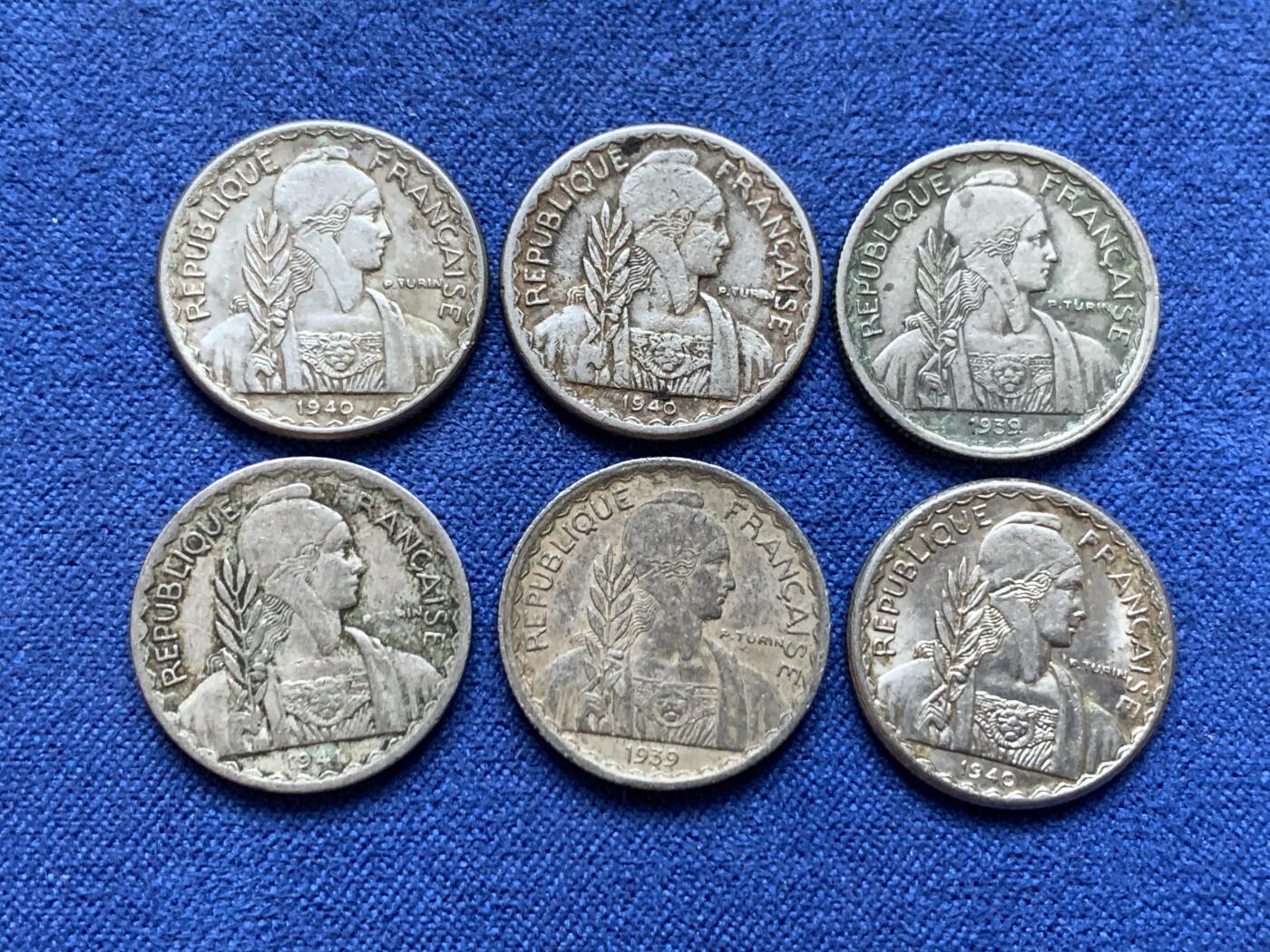 《竞宝斋》第295场- 周日，周一  2场连拍 （全场包邮） 6枚一组 法属印支10分镍币 细节见图