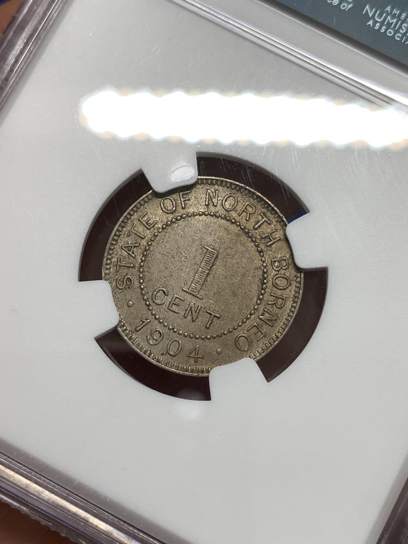 《竞宝斋》第295场- 周日，周一  2场连拍 （全场包邮） NGC MS62 北婆罗洲1904年1分H版镍币 细节不错，不多见北婆罗洲小铜镍币品种的，喜欢的不要错过了