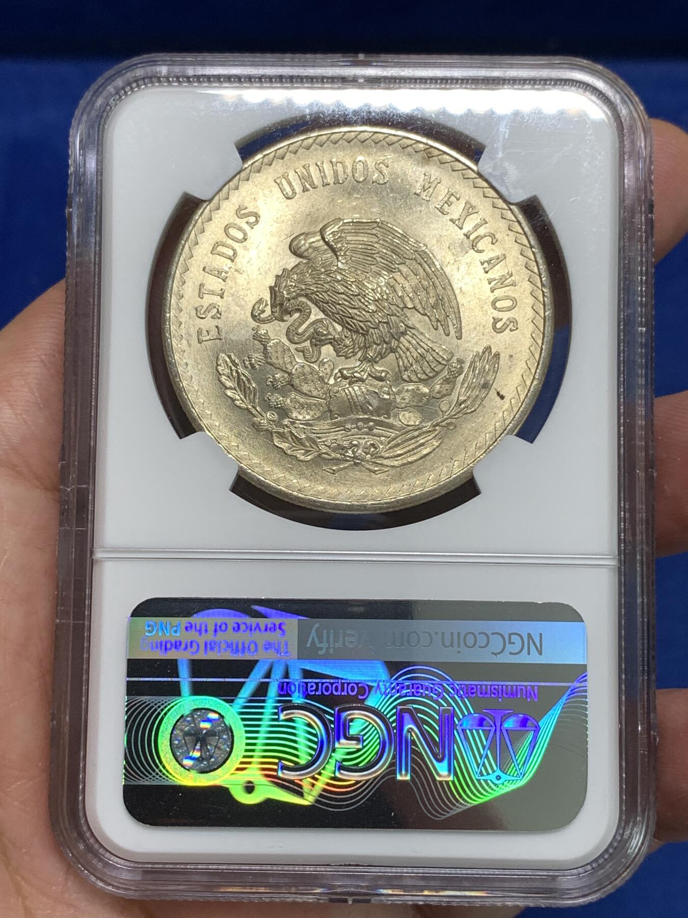 《竞宝斋》第295场- 周日，周一  2场连拍 （全场包邮） NGC MS65 墨西哥1948年玛雅酋长5比索鹰洋大银币