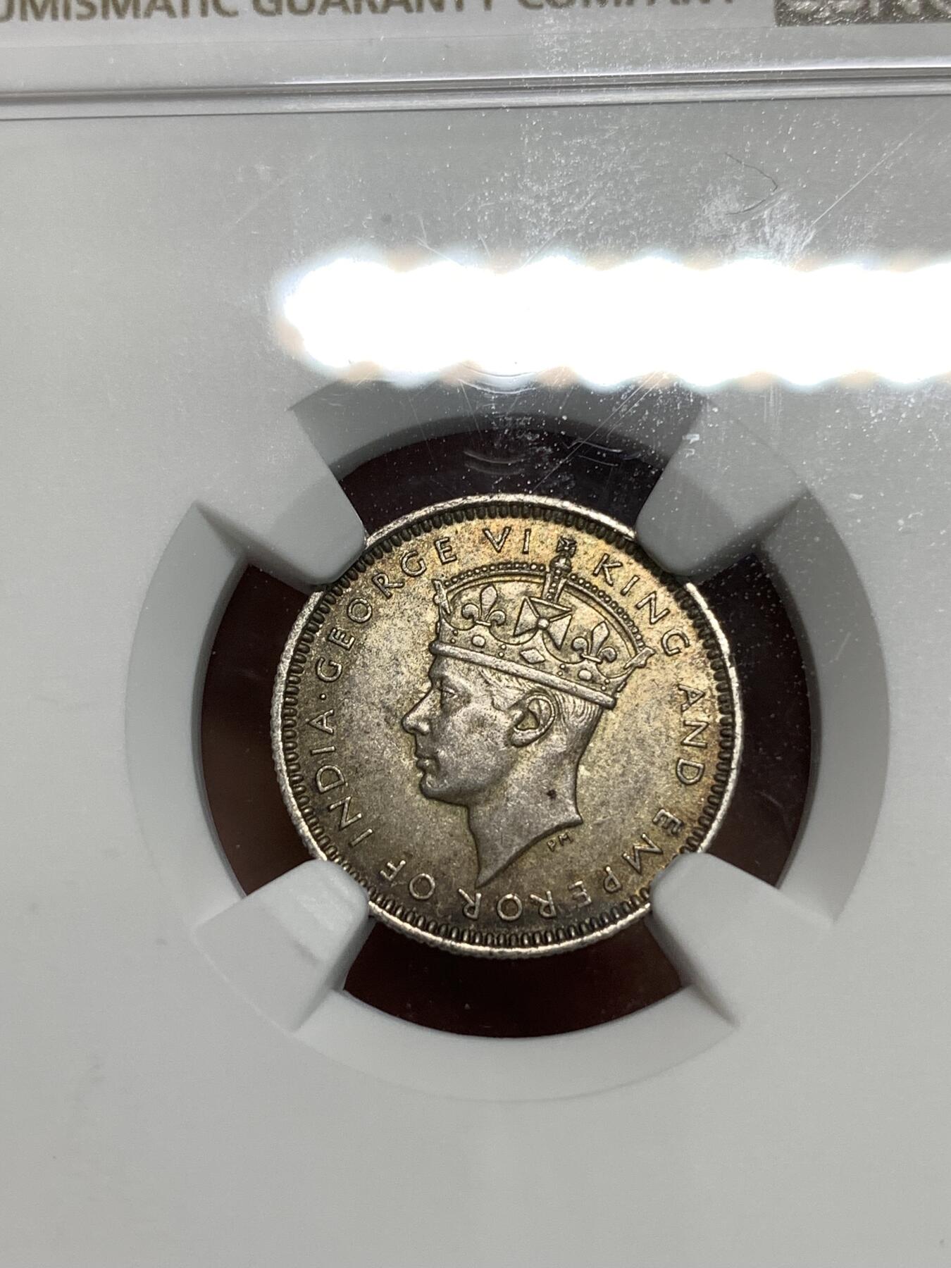 《竞宝斋》第295场- 周日，周一  2场连拍 （全场包邮） NGC MS63 英属马来亚1941年10分银币