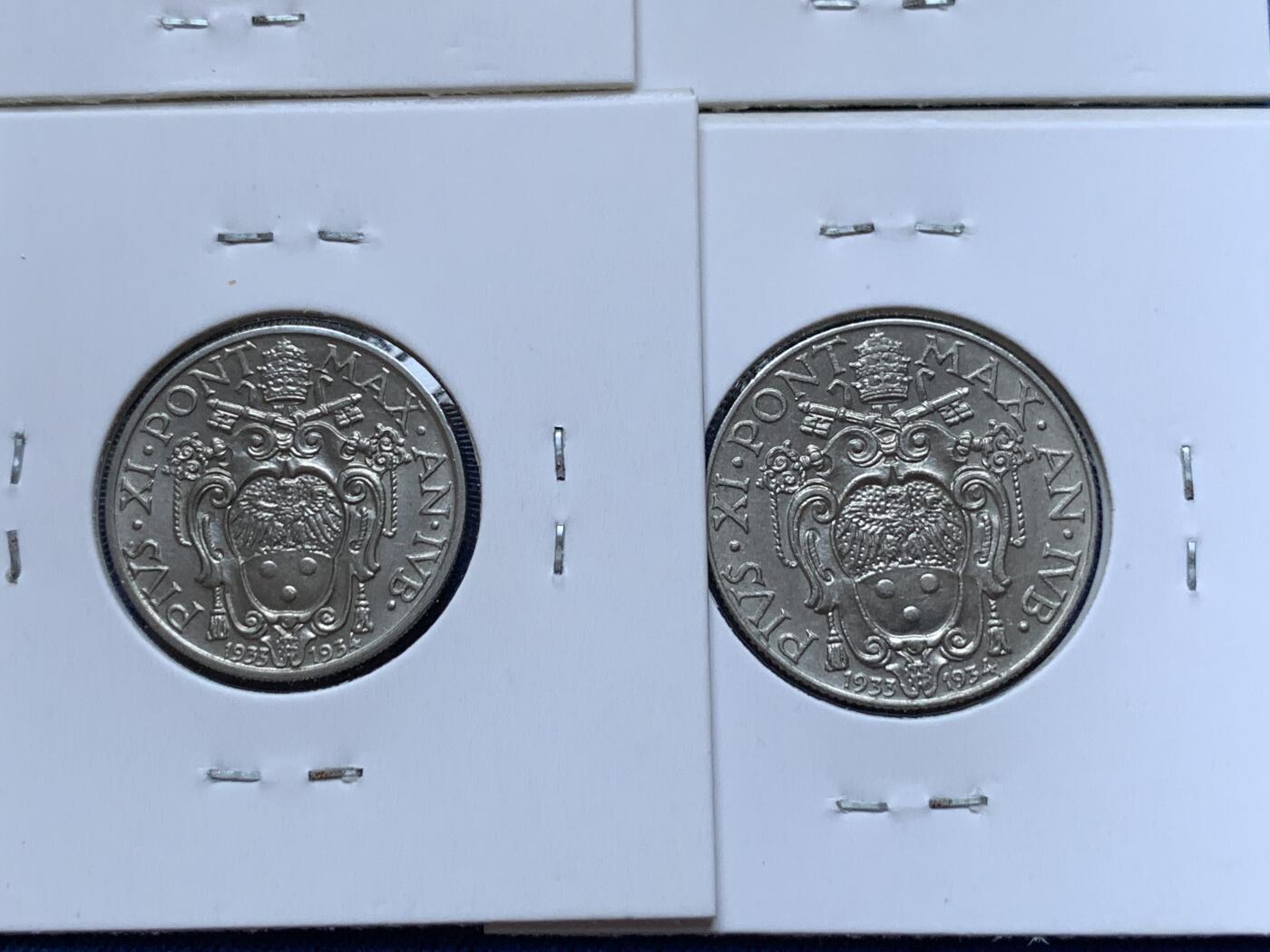 《竞宝斋》第295场- 周日，周一  2场连拍 （全场包邮） 8枚一组 梵蒂冈教皇国1933-34年8枚套 少见双年份版（含两银）