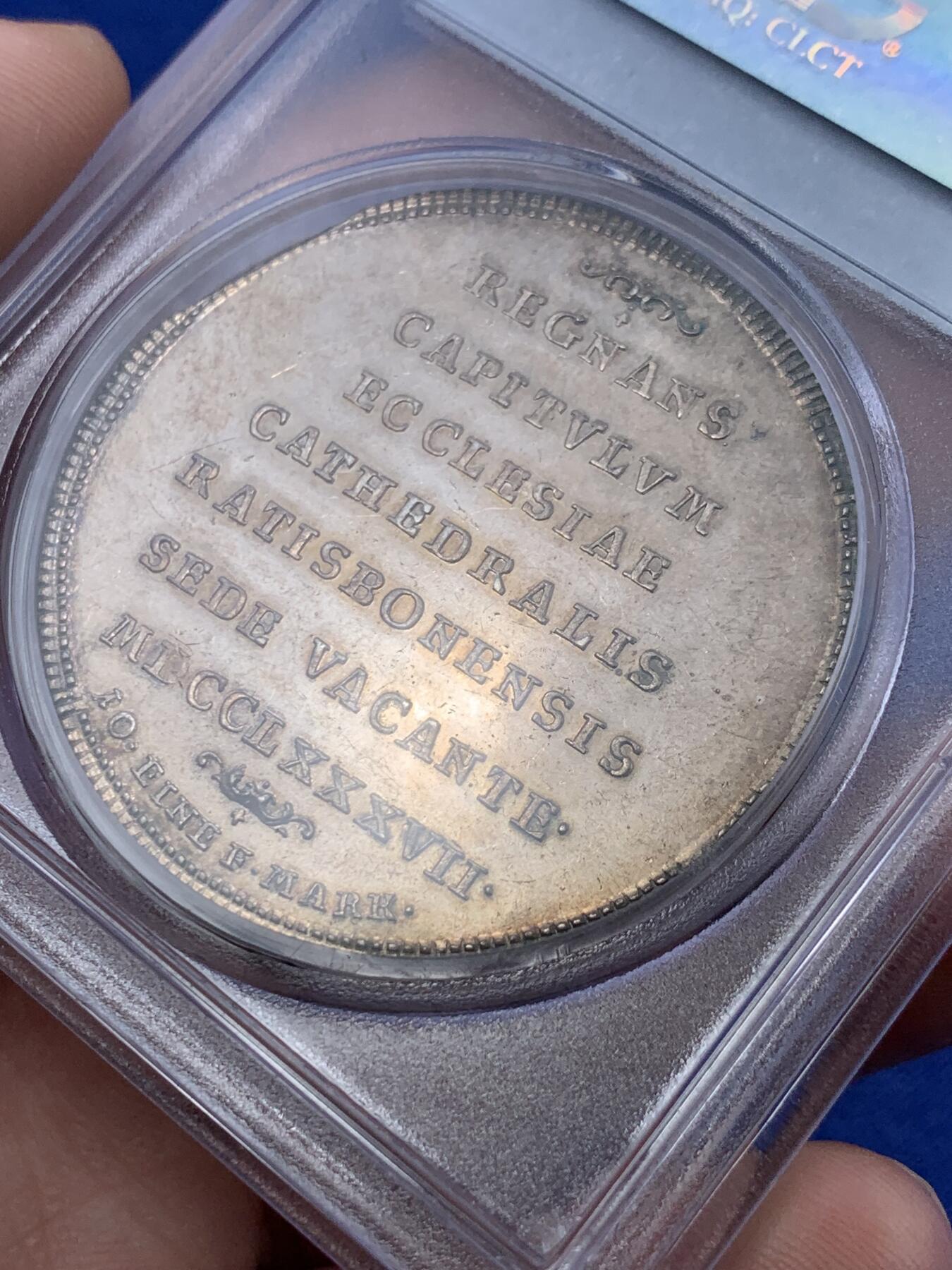 《竞宝斋》第295场- 周日，周一  2场连拍 （全场包邮） PCGS MS62 德国1787-BK雷根斯堡主教区泰勒 银币 细节惊人 值得收藏