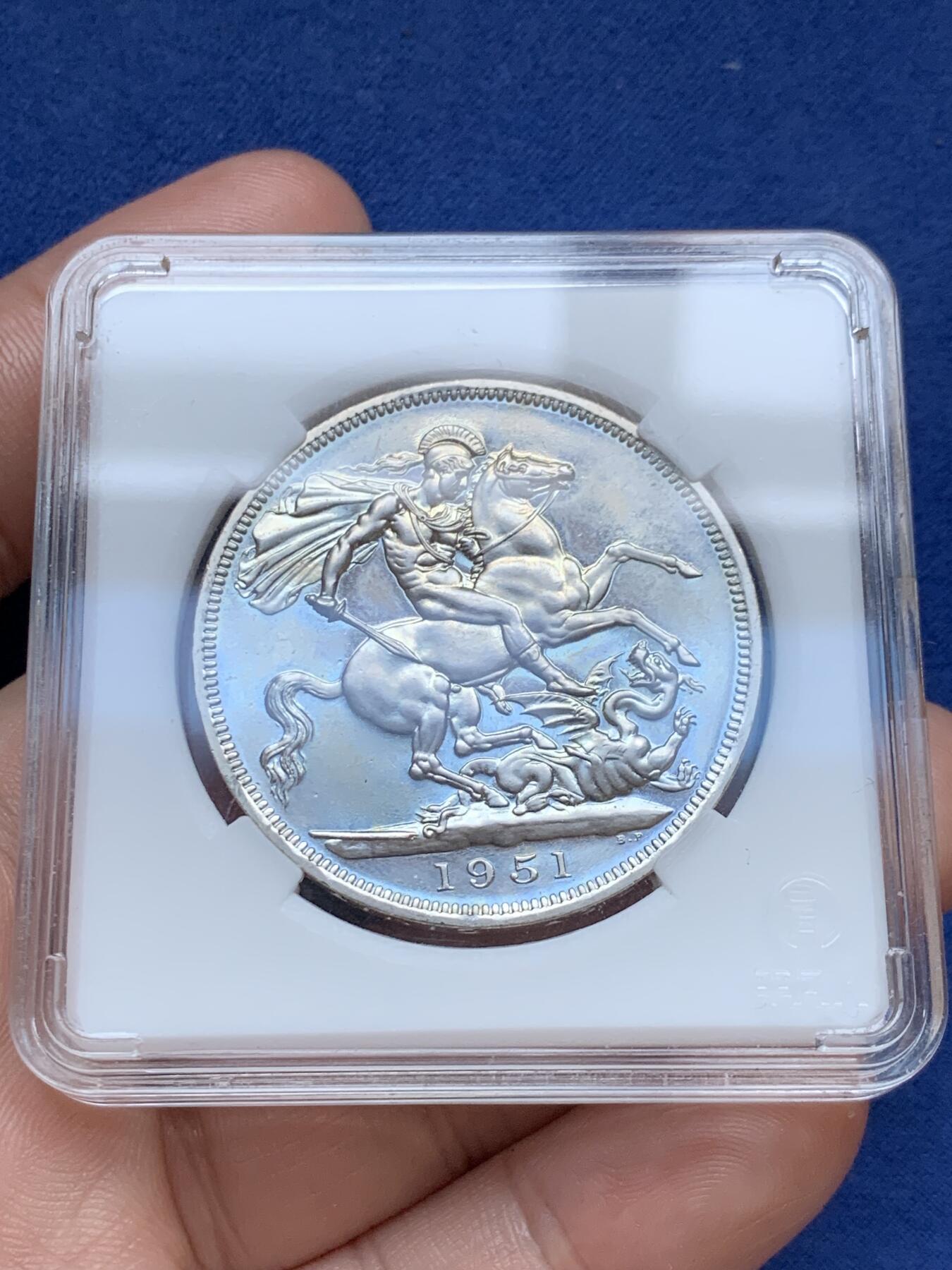 《竞宝斋》第295场- 周日，周一  2场连拍 （全场包邮） 英国乔治六世1951年马剑镍币 品相如图