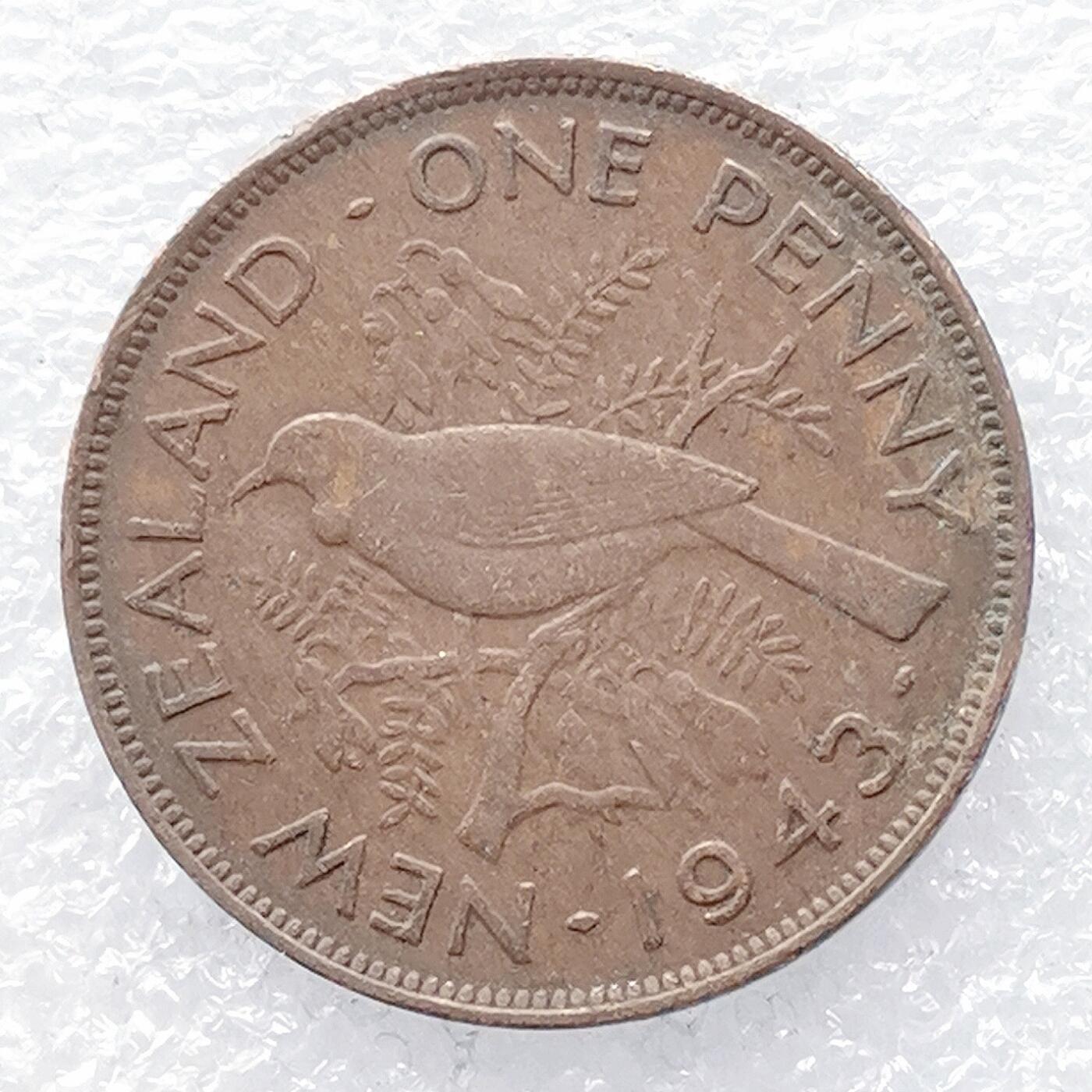 海外回流1元起拍小铺 各国钱币散币场 第14期 新西兰1943年1便士铜币 乔治六世