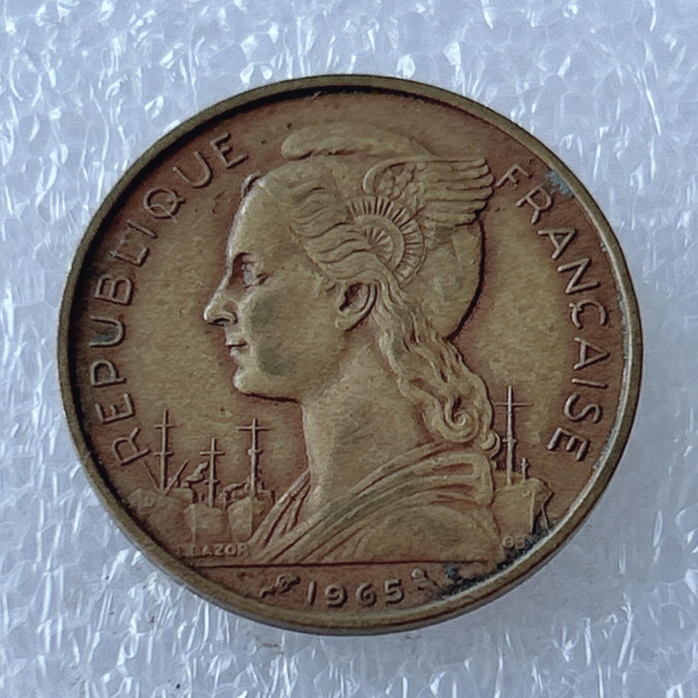 第一海外回流一元起拍收藏 散币专场 第107期 法属索马里1965年20法郎铜币 美品