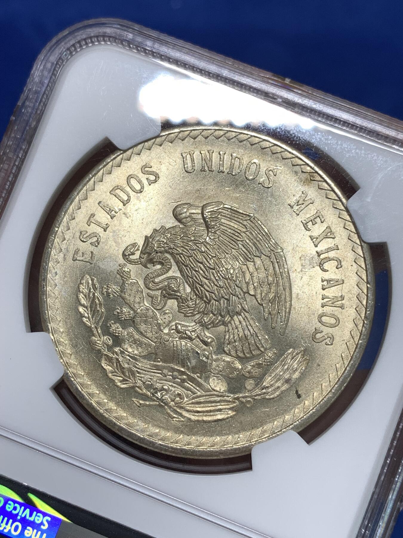 《竞宝斋》第295场- 周日，周一  2场连拍 （全场包邮） NGC MS65 墨西哥1948年玛雅酋长5比索鹰洋大银币