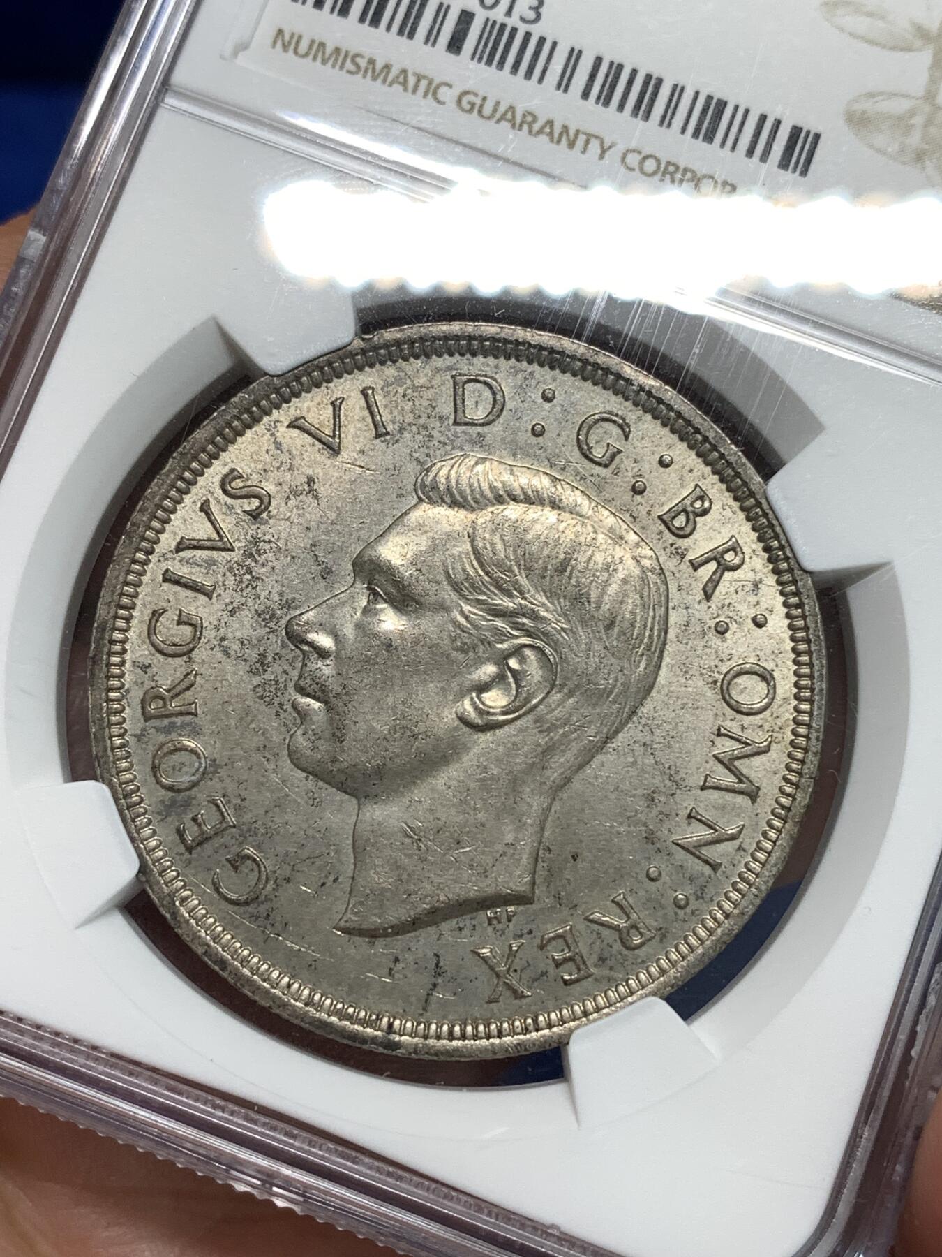 《竞宝斋》第295场- 周日，周一  2场连拍 （全场包邮） NGC MS62 英国1937年乔治六世登基纪念1克朗银币