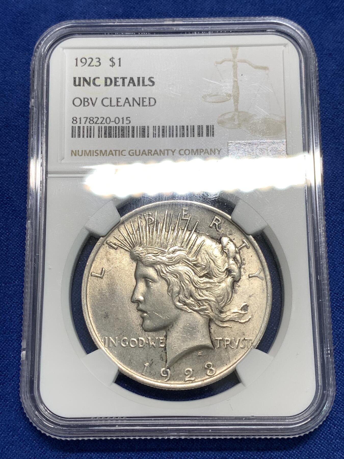 《竞宝斋》第295场- 周日，周一  2场连拍 （全场包邮） NGC UNC 美国1923年和平1美元银币