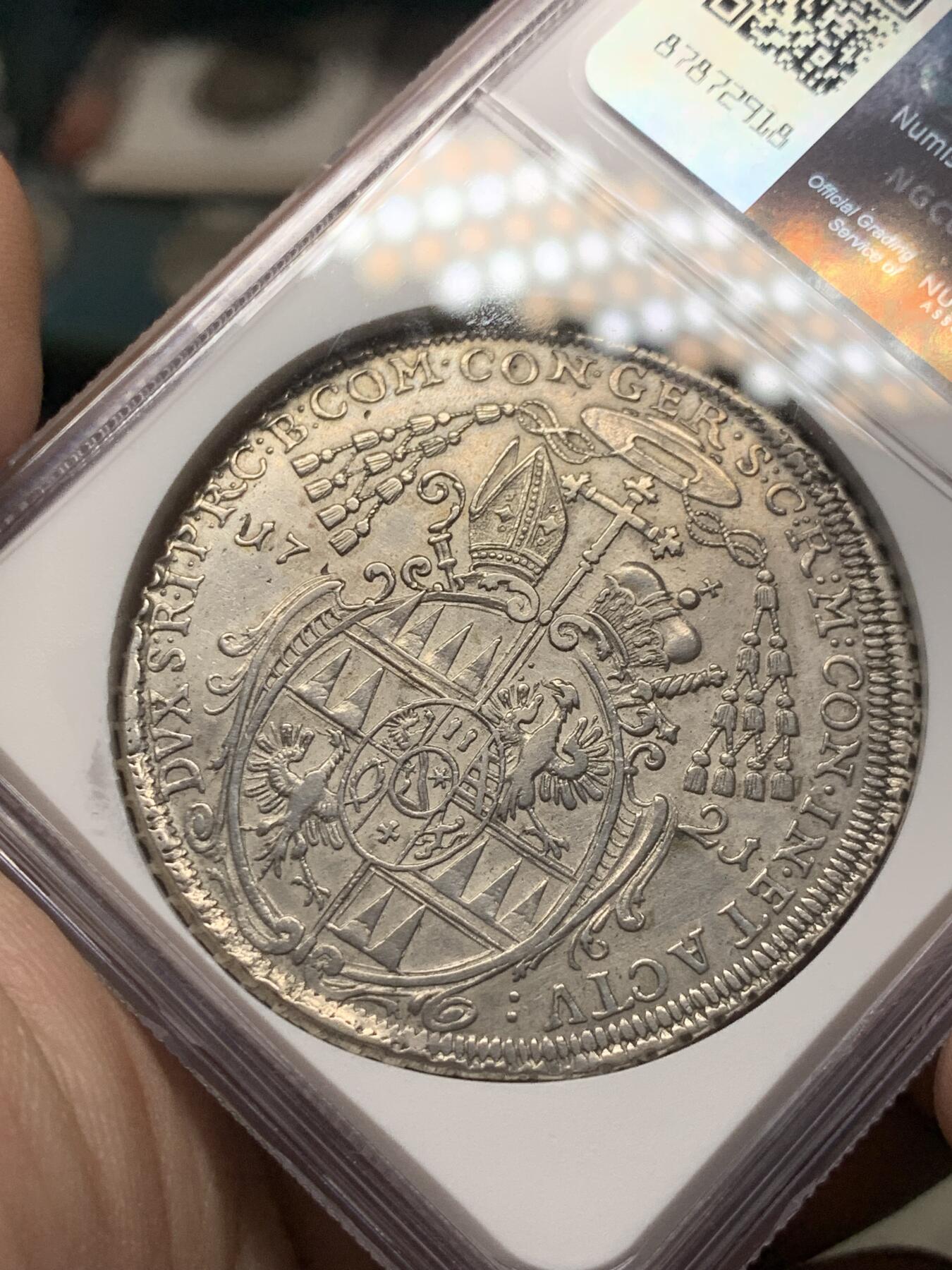 《竞宝斋》第295场- 周日，周一  2场连拍 （全场包邮） NGC AU 奥地利 1721 波希米亚王国 少见主教区 施拉滕巴赫 1泰勒大银币