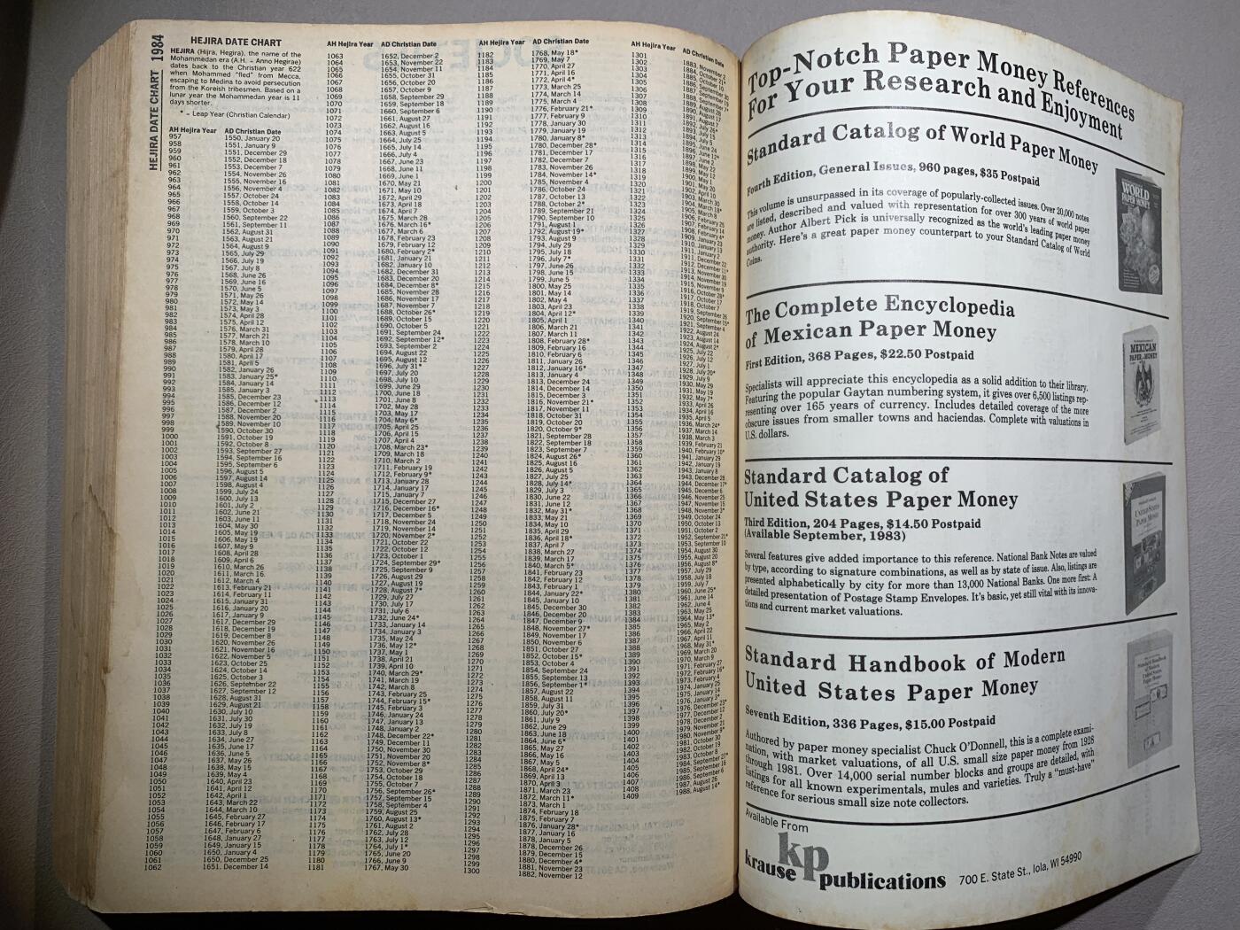 《竞宝斋》第295场- 周日，周一  2场连拍 （全场包邮） 克劳斯世界硬币目录第十版（1984年） 1984页大厚本  收录了自18世纪中期至1983年发行的75000枚以上硬币  内容十分详尽  非常少见