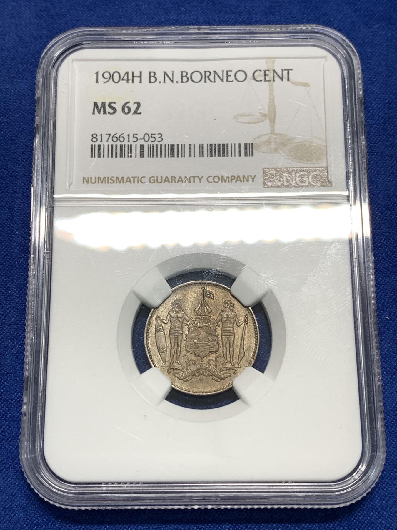 《竞宝斋》第295场- 周日，周一  2场连拍 （全场包邮） NGC MS62 北婆罗洲1904年1分H版镍币 细节不错，不多见北婆罗洲小铜镍币品种的，喜欢的不要错过了