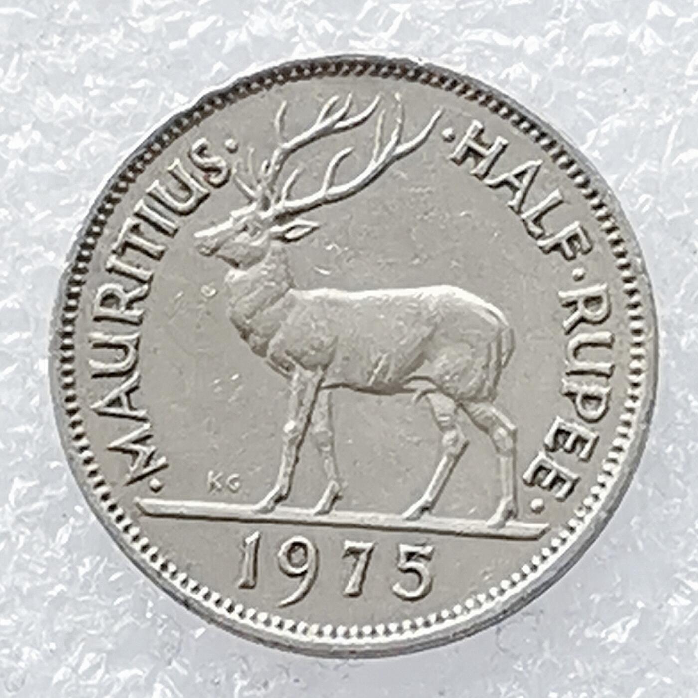 海外回流1元起拍小铺 各国钱币散币场 第14期 毛里求斯1975年1/2卢比 伊丽莎白女王版